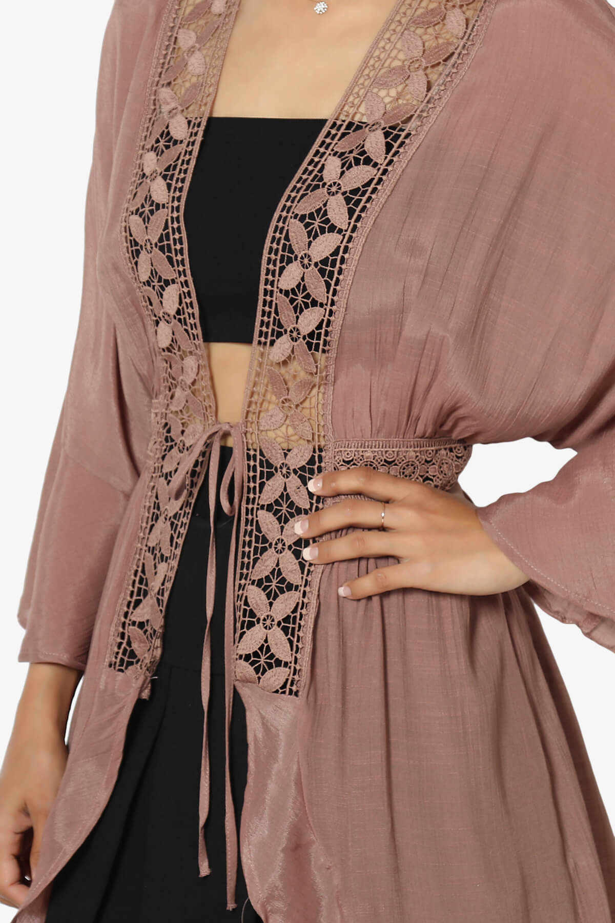 Kayla Lace Trim Kaftan COCOA_5