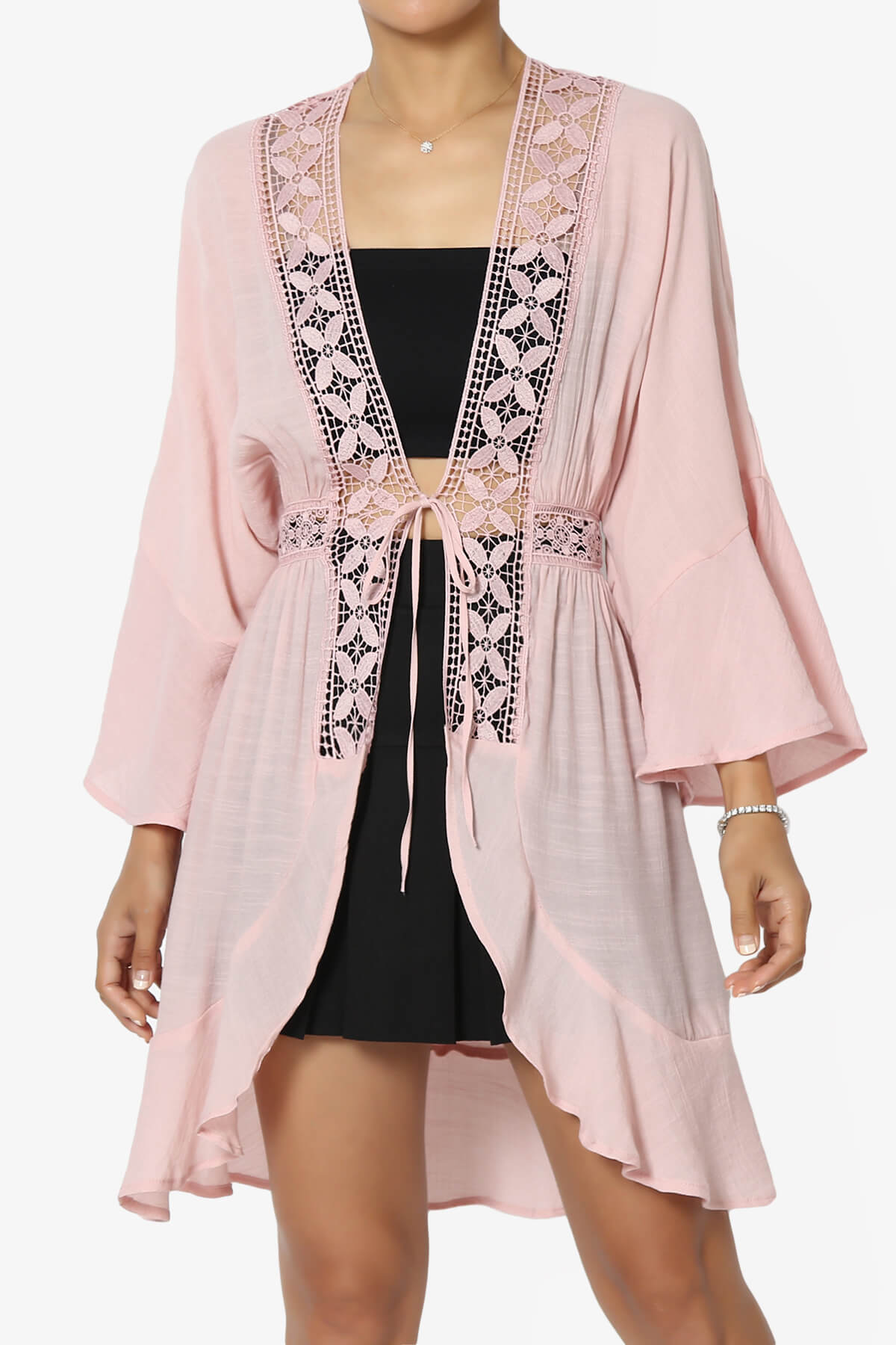 Kayla Lace Trim Kaftan PINK_1