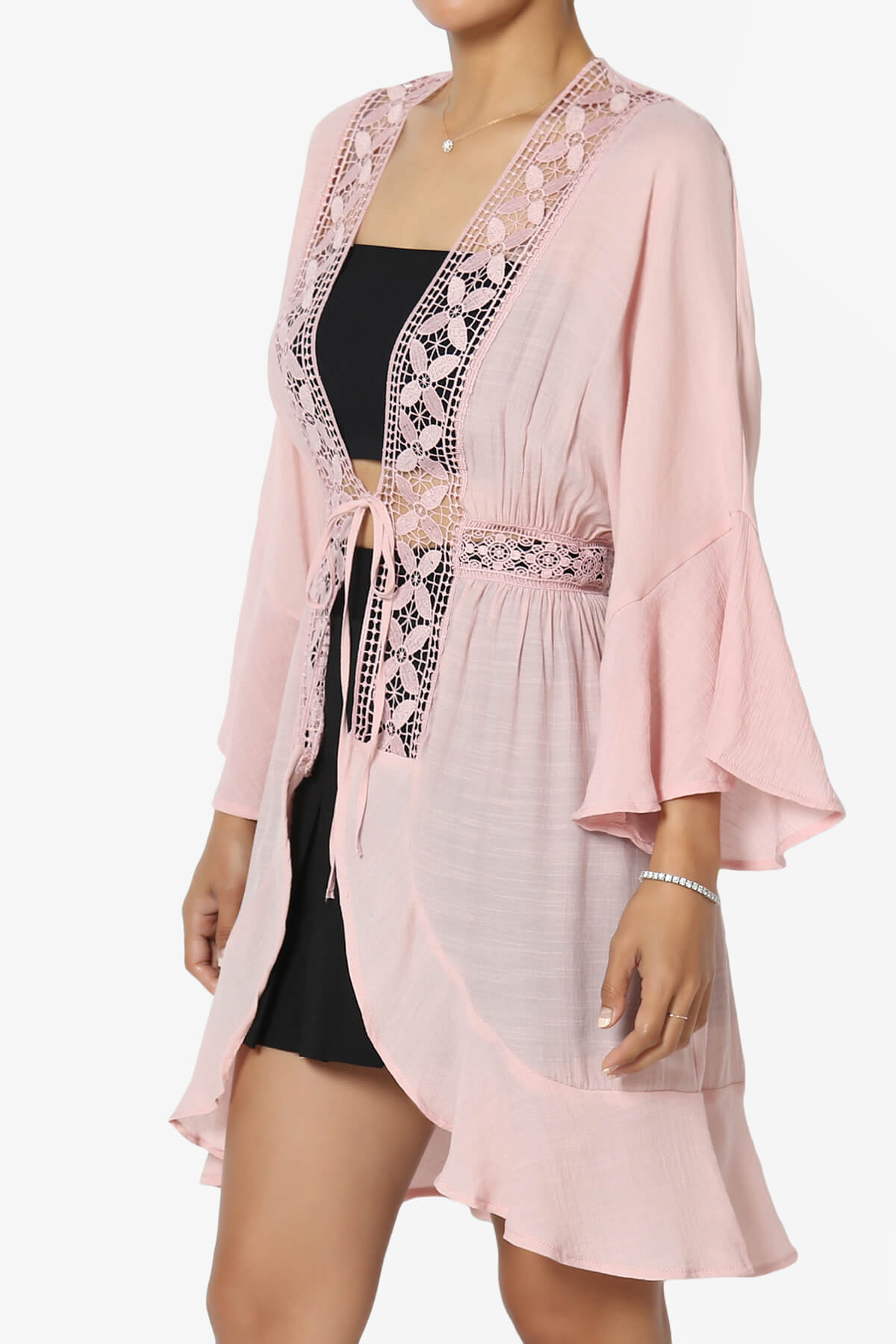 Kayla Lace Trim Kaftan PINK_3