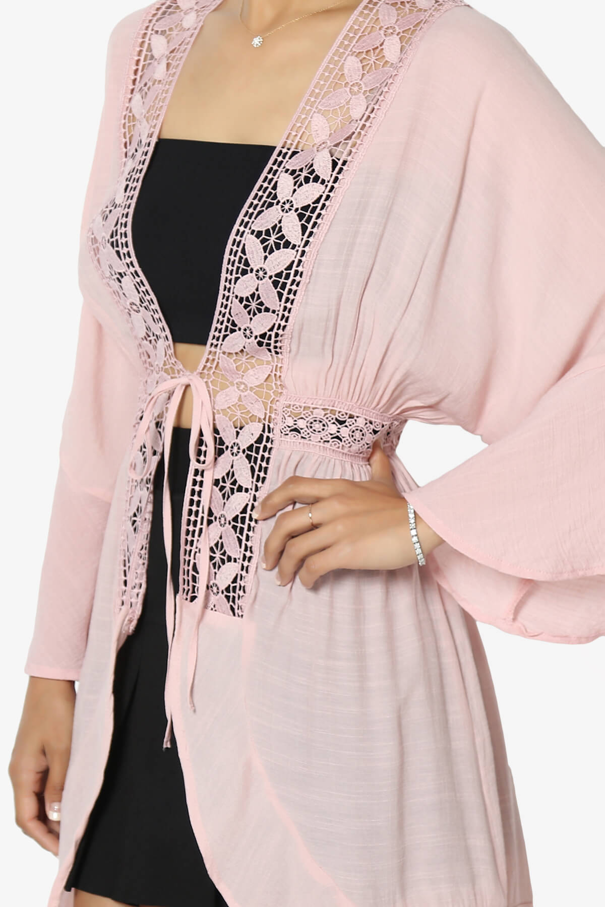 Kayla Lace Trim Kaftan PINK_5