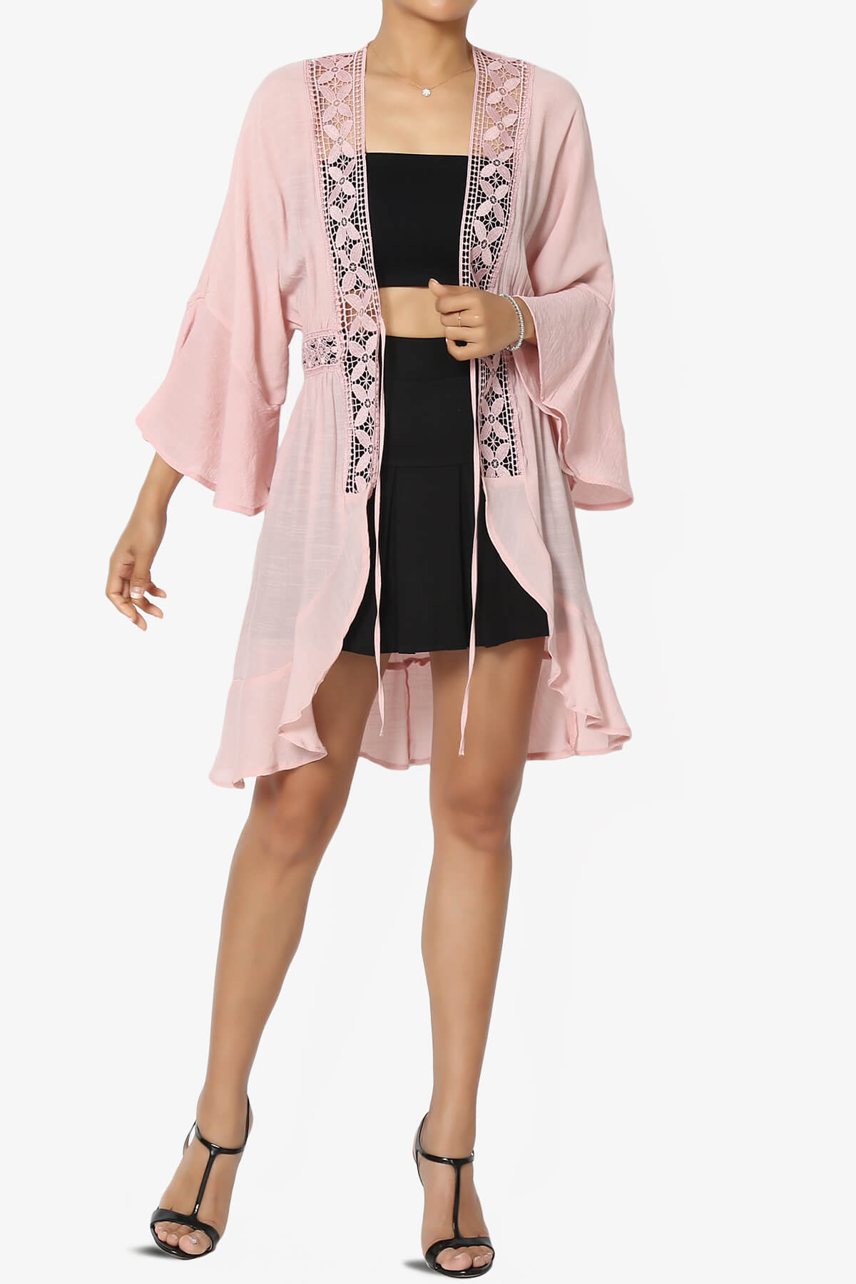 Kayla Lace Trim Kaftan PINK_6