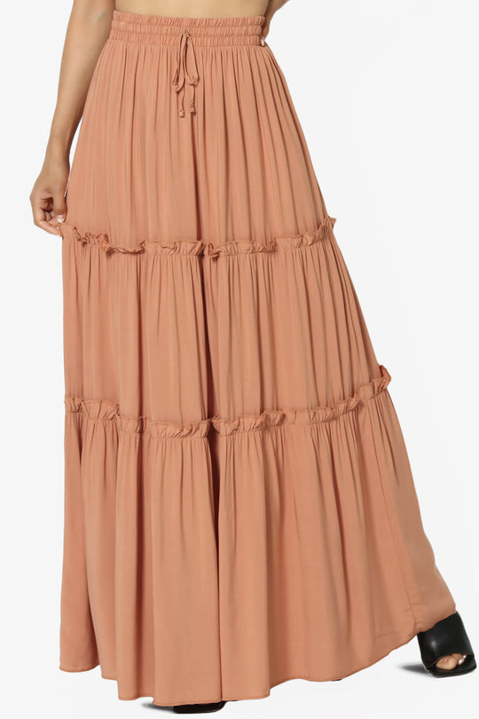 Kelton Ruffle Tiered Woven Maxi Skirt