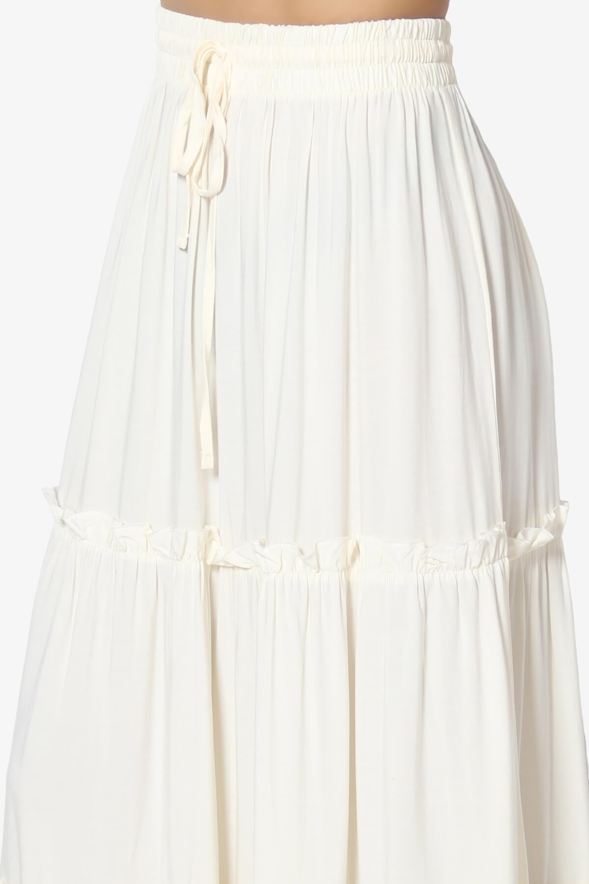 Kelton Ruffle Tiered Woven Maxi Skirt CREAM_5
