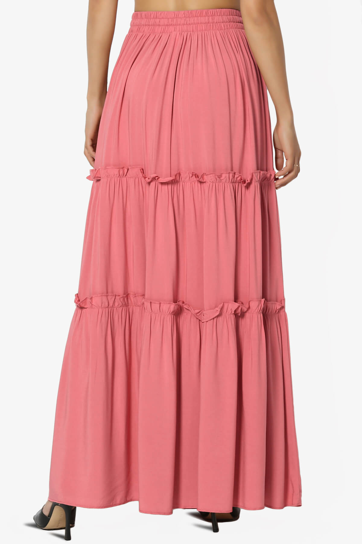 Kelton Ruffle Tiered Woven Maxi Skirt DESERT ROSE_2