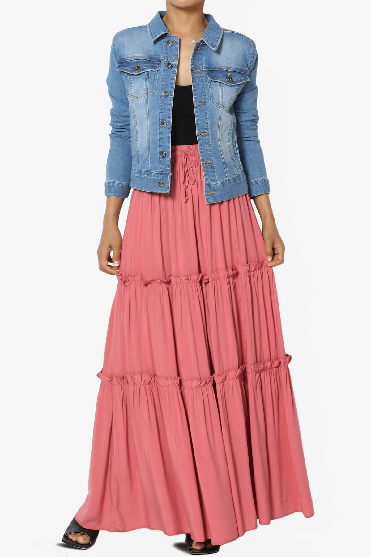 Kelton Ruffle Tiered Woven Maxi Skirt DESERT ROSE_6