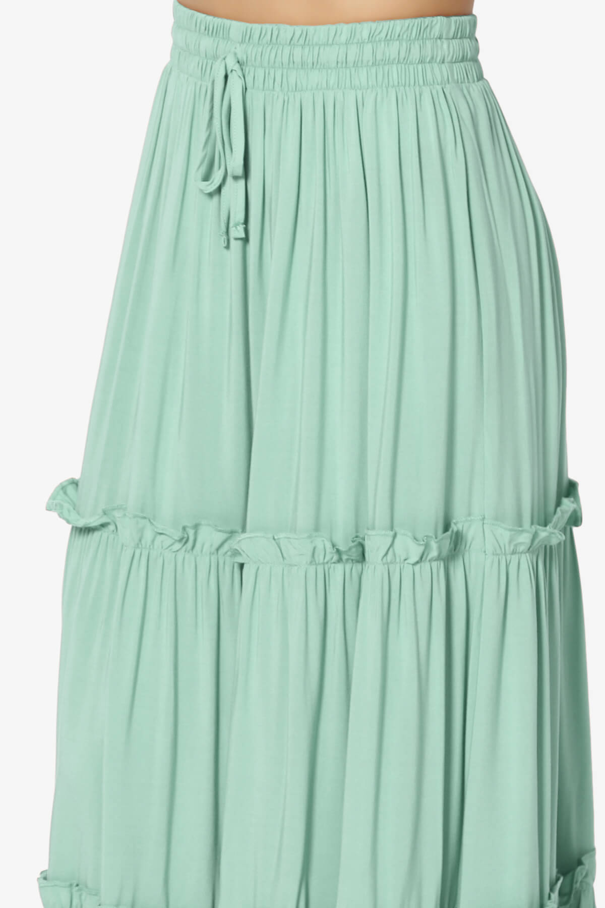 Kelton Ruffle Tiered Woven Maxi Skirt DUSTY GREEN_5
