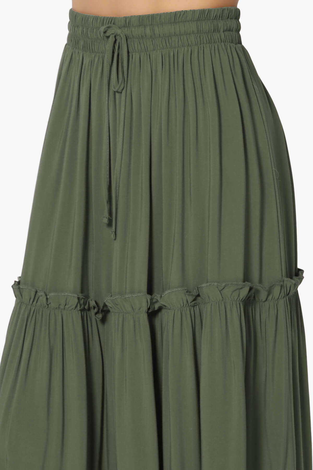 Kelton Ruffle Tiered Woven Maxi Skirt DUSTY OLIVE_5
