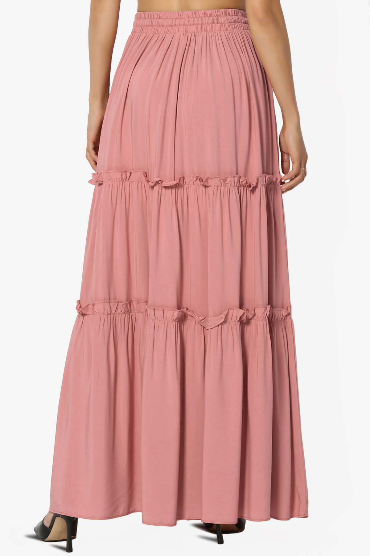 Kelton Ruffle Tiered Woven Maxi Skirt DUSTY ROSE_2