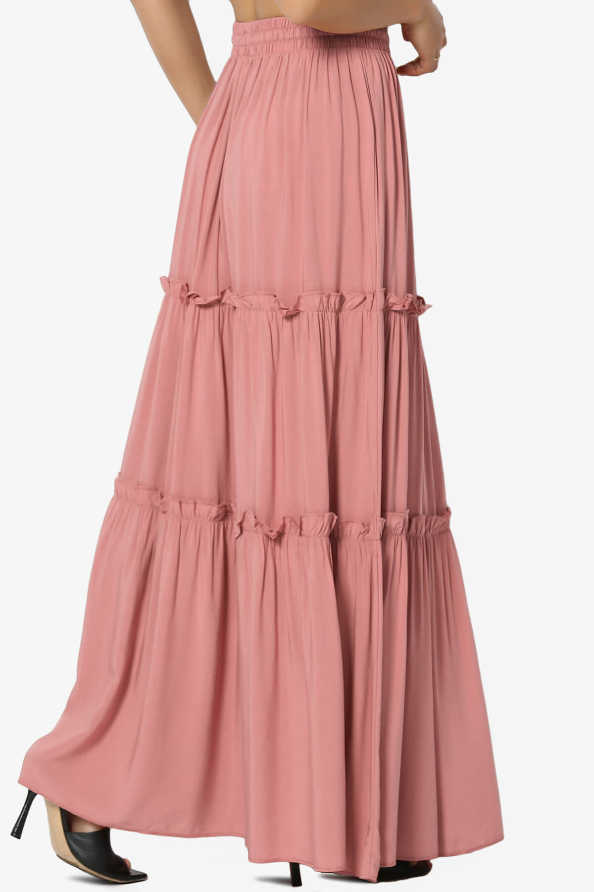 Kelton Ruffle Tiered Woven Maxi Skirt DUSTY ROSE_4