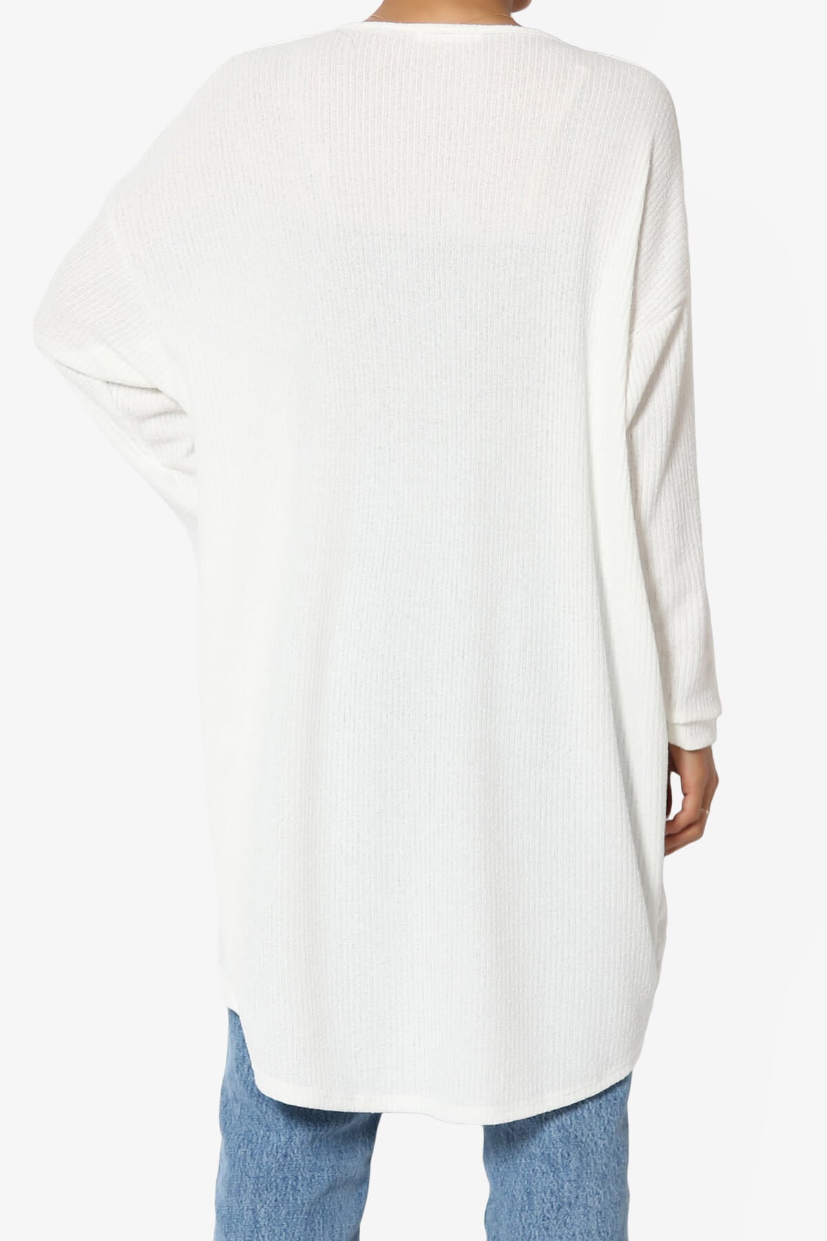 Lexa Ribbed Knit Open Front Cardigan IVORY_2