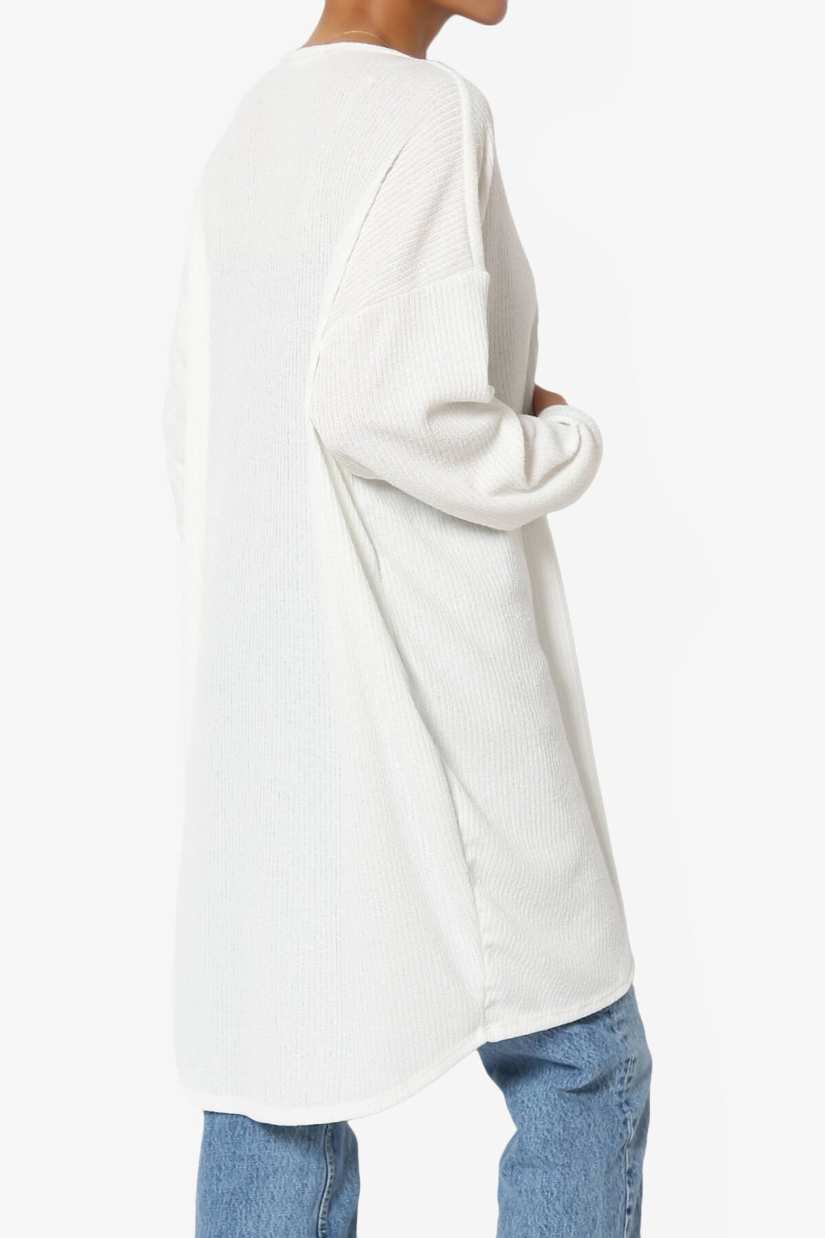 Lexa Ribbed Knit Open Front Cardigan IVORY_4