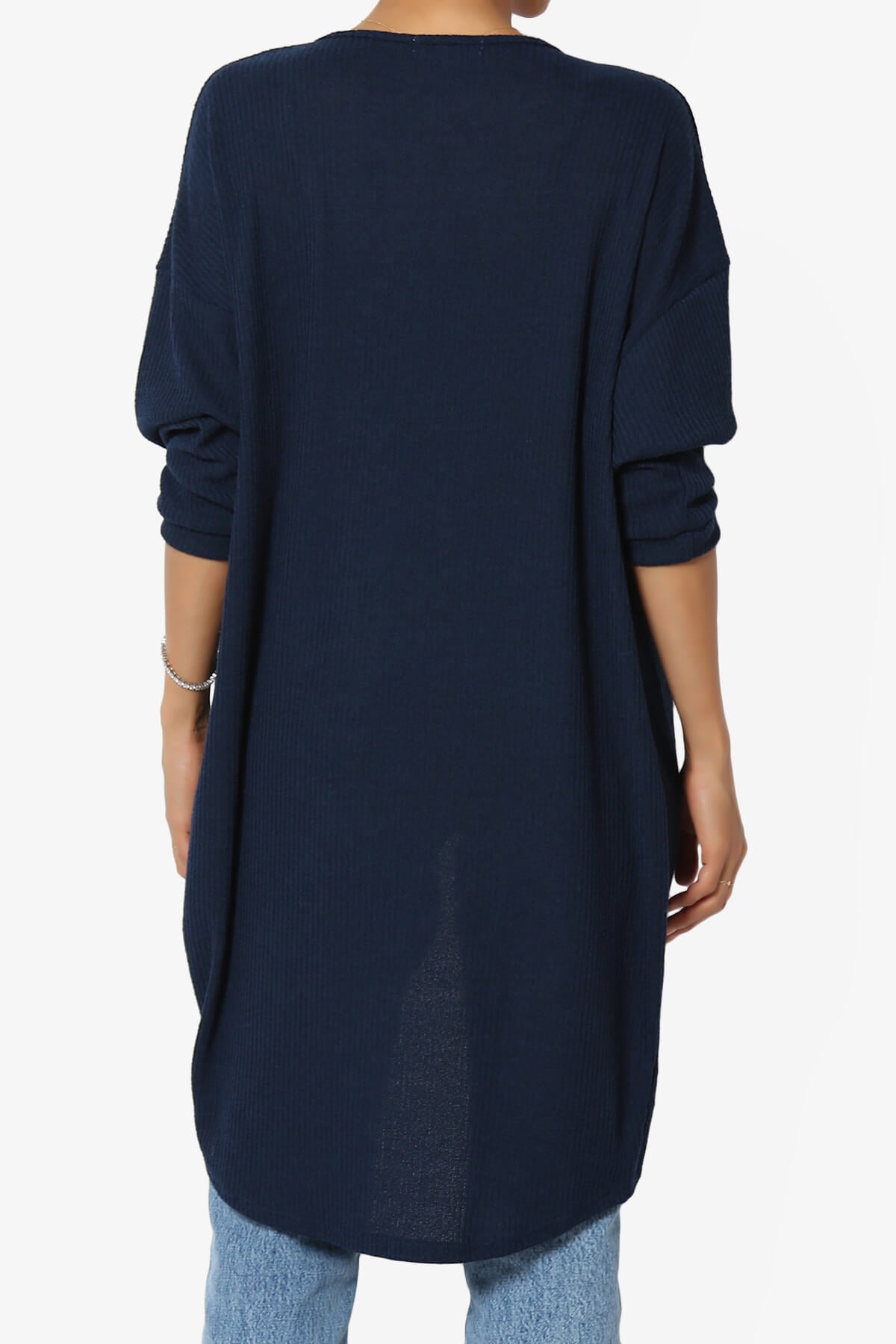 Lexa Ribbed Knit Open Front Cardigan NAVY_2