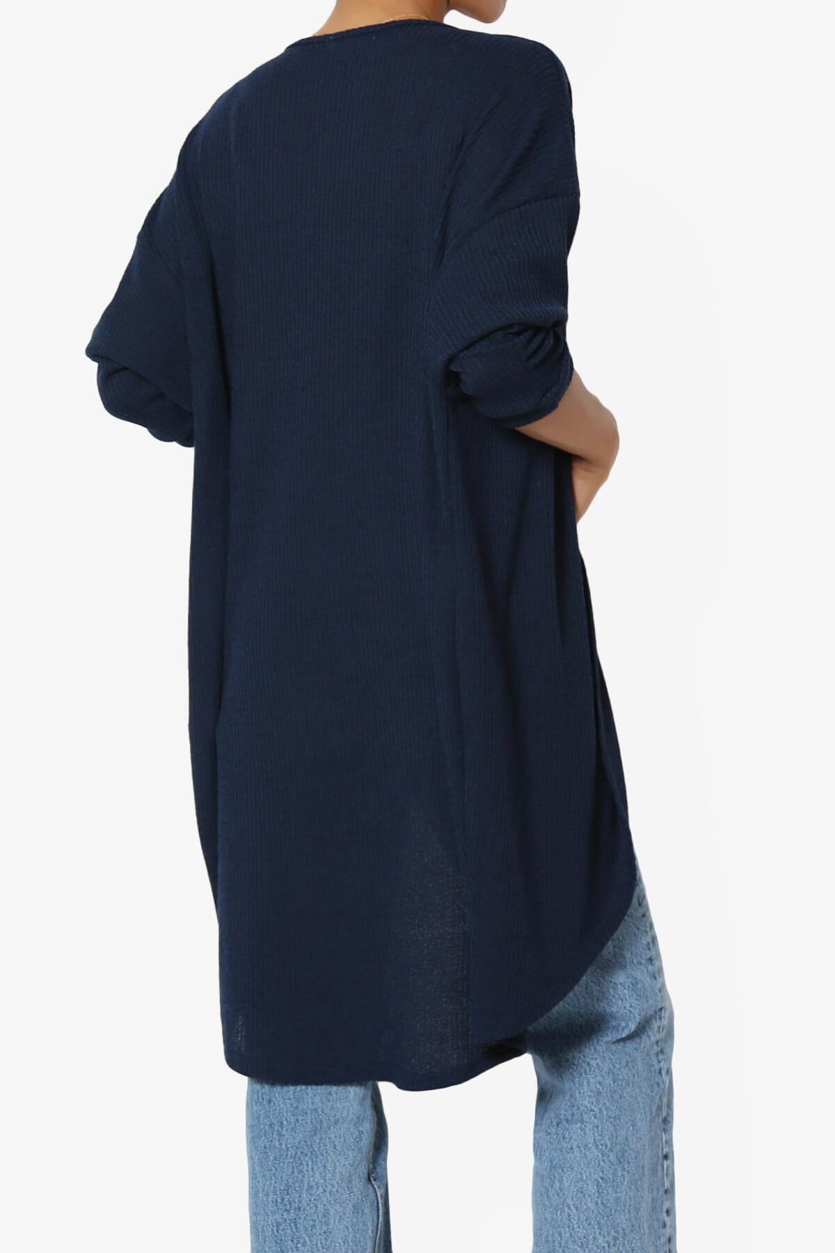 Lexa Ribbed Knit Open Front Cardigan NAVY_4