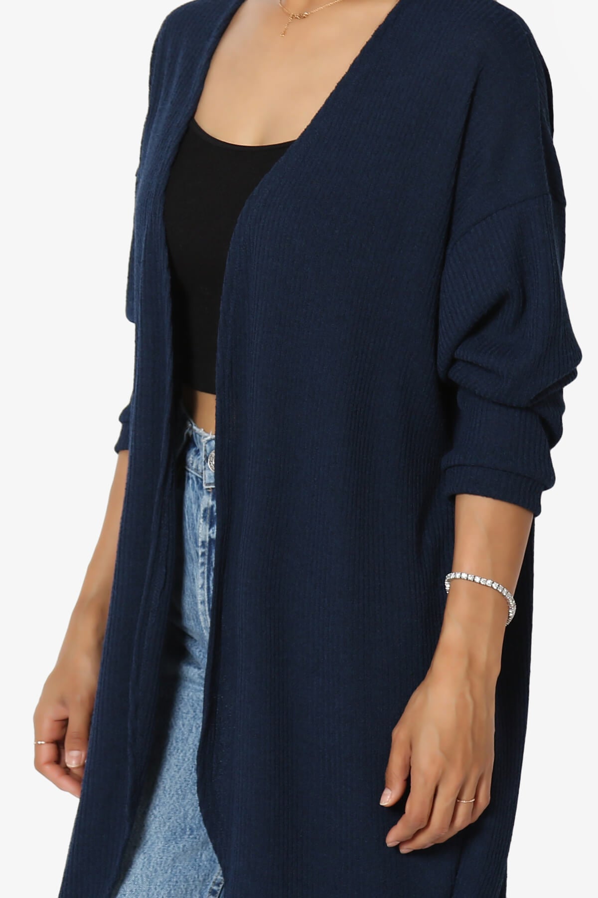 Lexa Ribbed Knit Open Front Cardigan NAVY_5