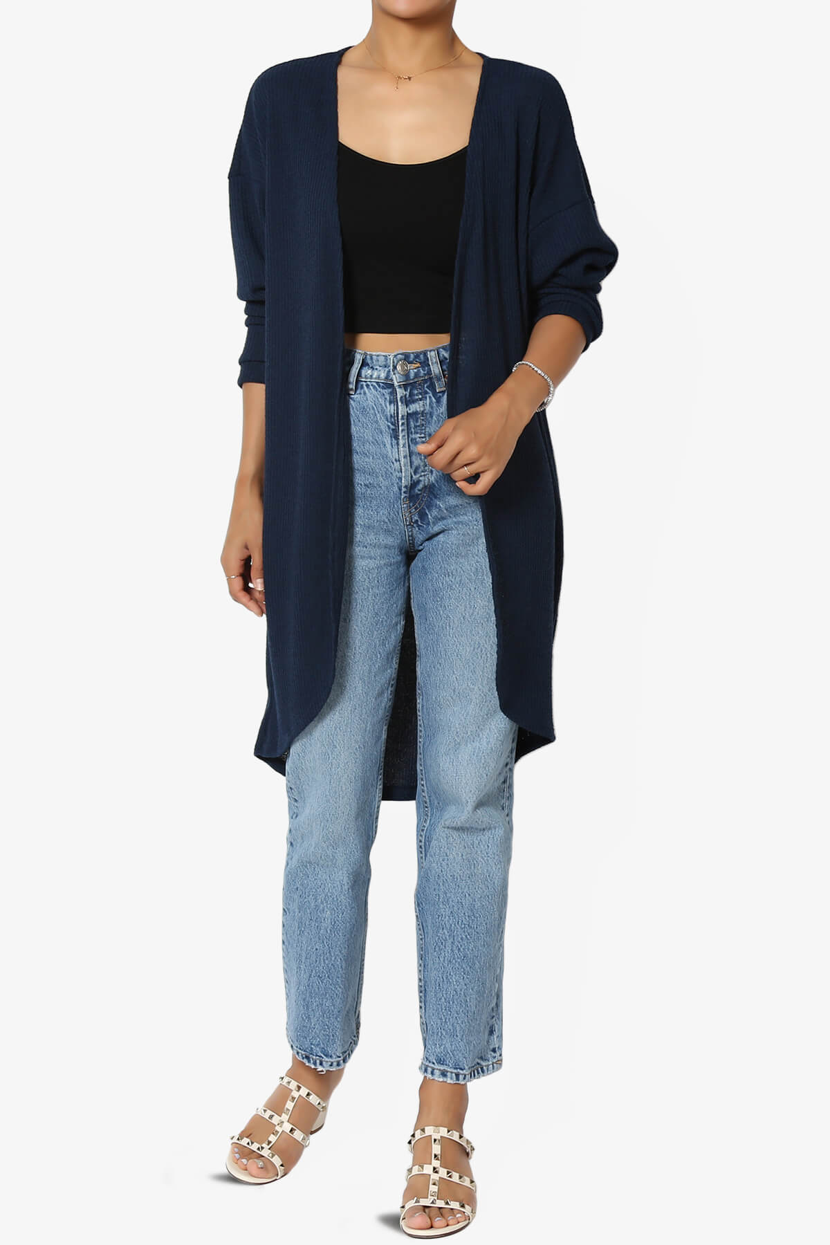 Lexa Ribbed Knit Open Front Cardigan NAVY_6