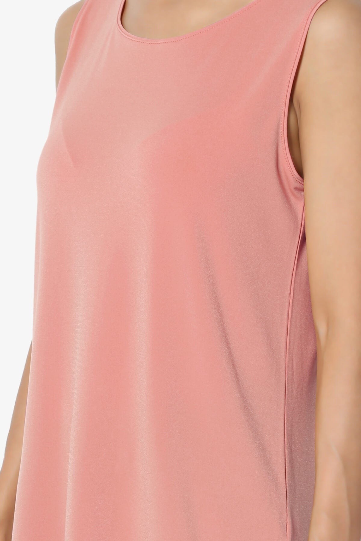 Lilly Sleeveless Side Slit Fluid Knit Tank Top ASH ROSE_5