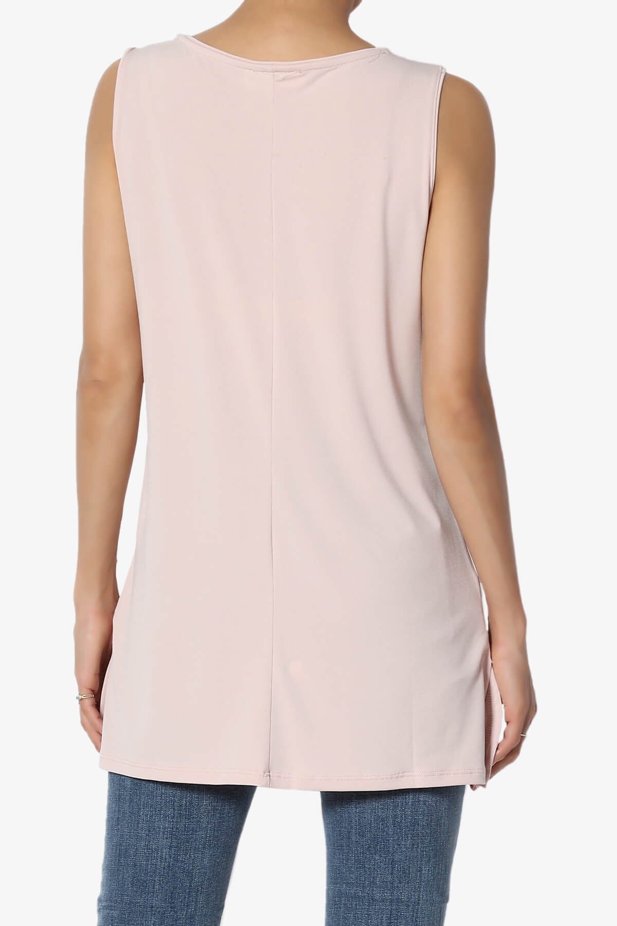 Lilly Sleeveless Side Slit Fluid Knit Tank Top DUSTY BLUSH_2