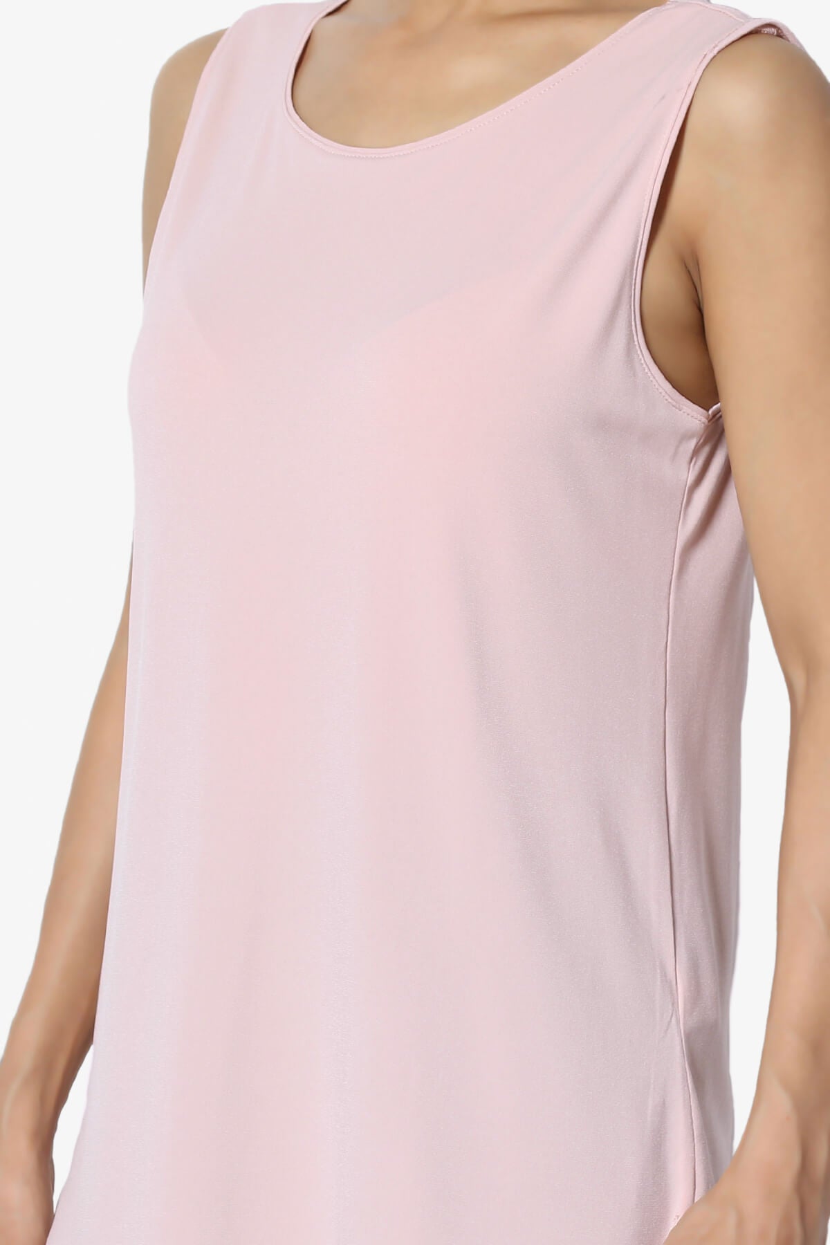 Lilly Sleeveless Side Slit Fluid Knit Tank Top DUSTY PINK_5