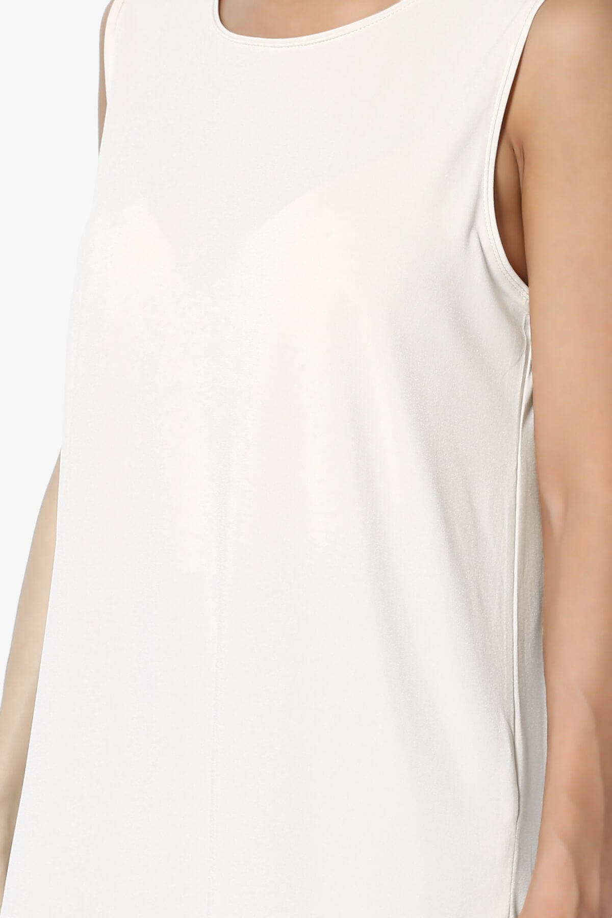 Lilly Sleeveless Side Slit Fluid Knit Tank Top IVORY_5