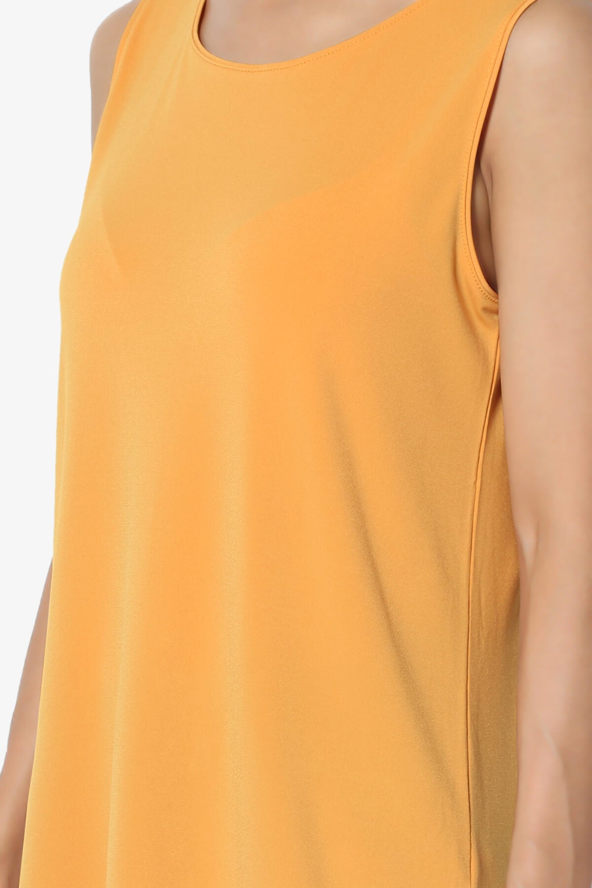 Lilly Sleeveless Side Slit Fluid Knit Tank Top MUSTARD_5