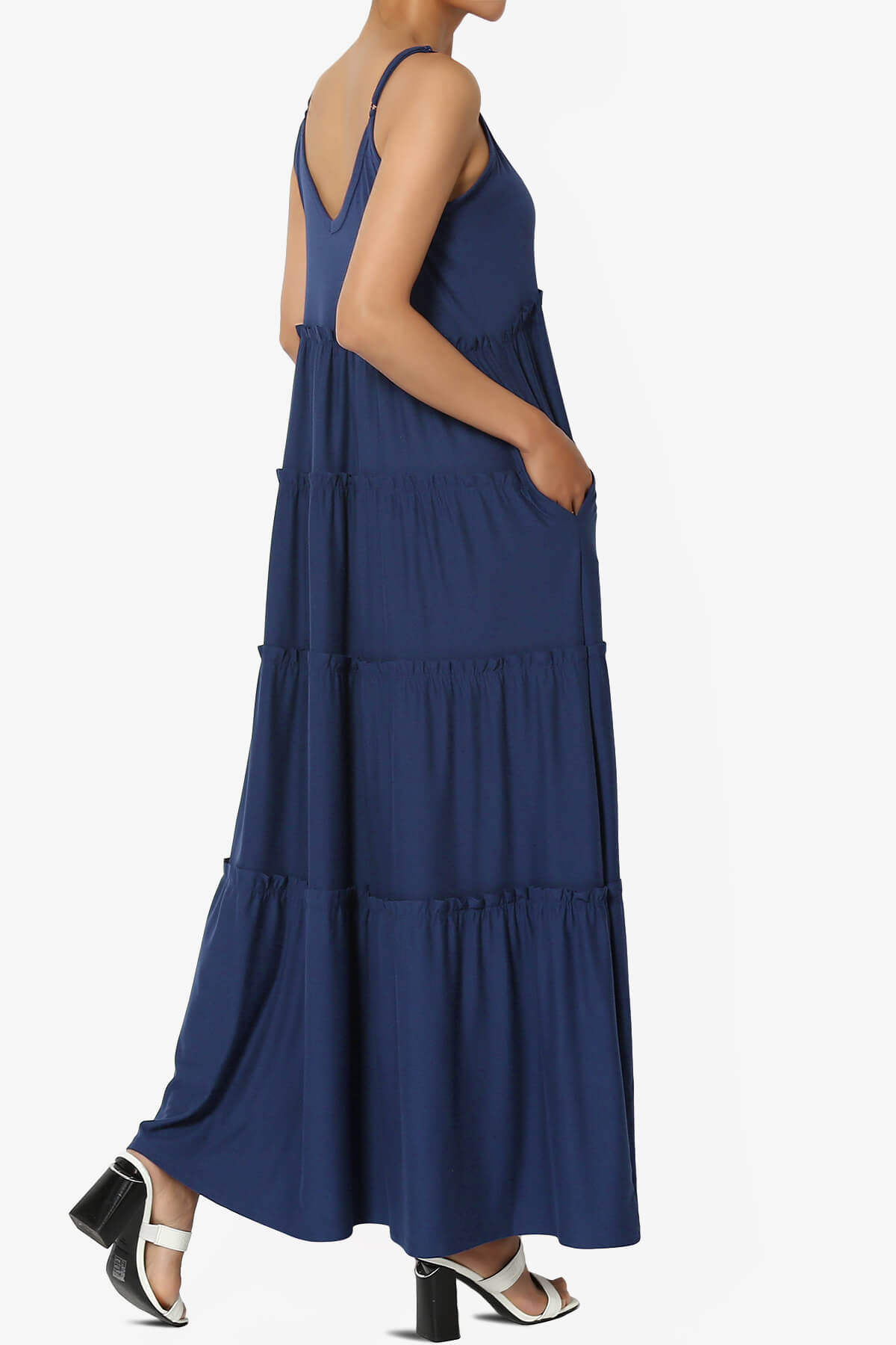 Livvy V-Neck Tiered Cami Maxi Dress LIGHT NAVY_4