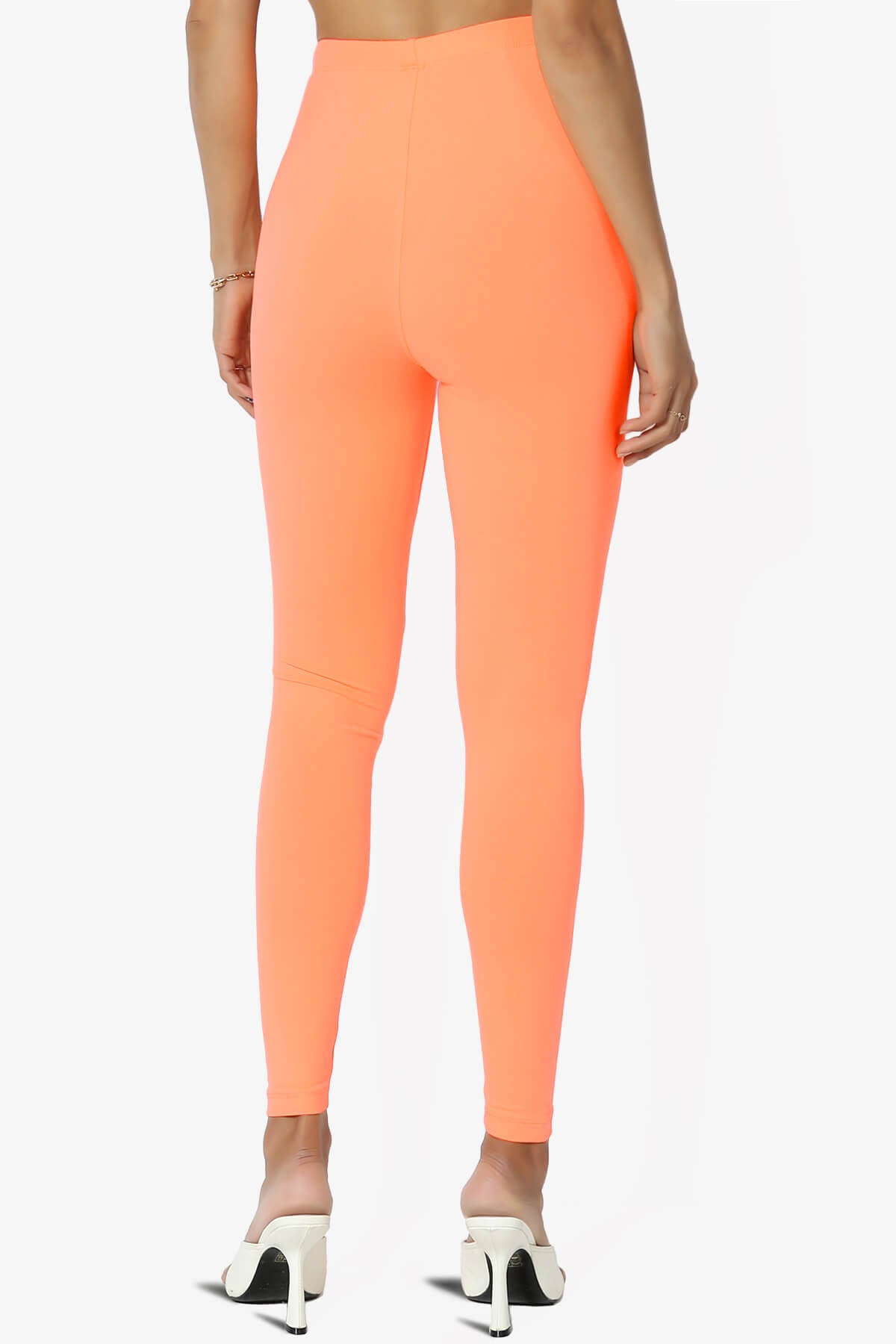 Loreen High Rise Microfiber Ankle Leggings NEON CORAL_2