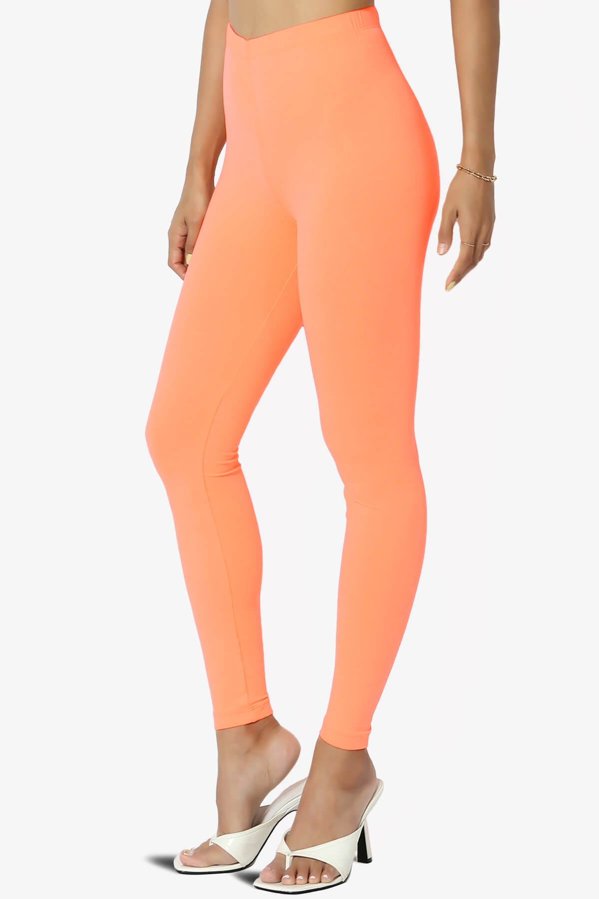 Loreen High Rise Microfiber Ankle Leggings NEON CORAL_3