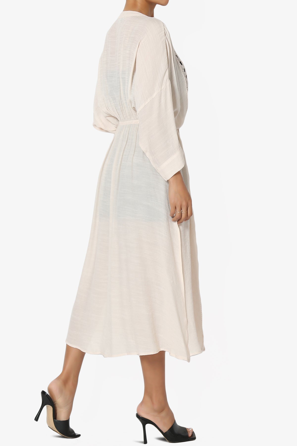 Sunlace Lace Trim High Slit Caftan NATURAL_4