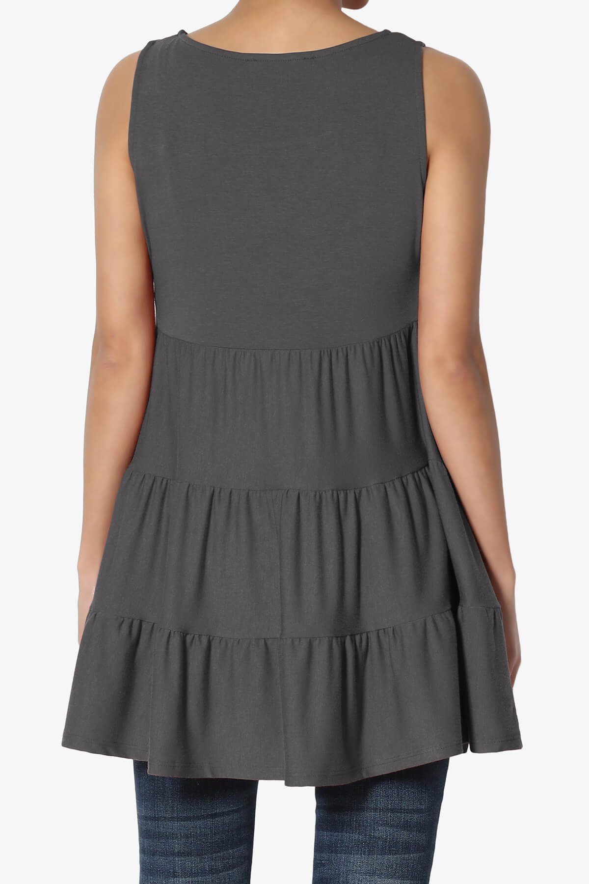 Maiika Sleeveless Tiered Ruffle Top ASH GREY_2