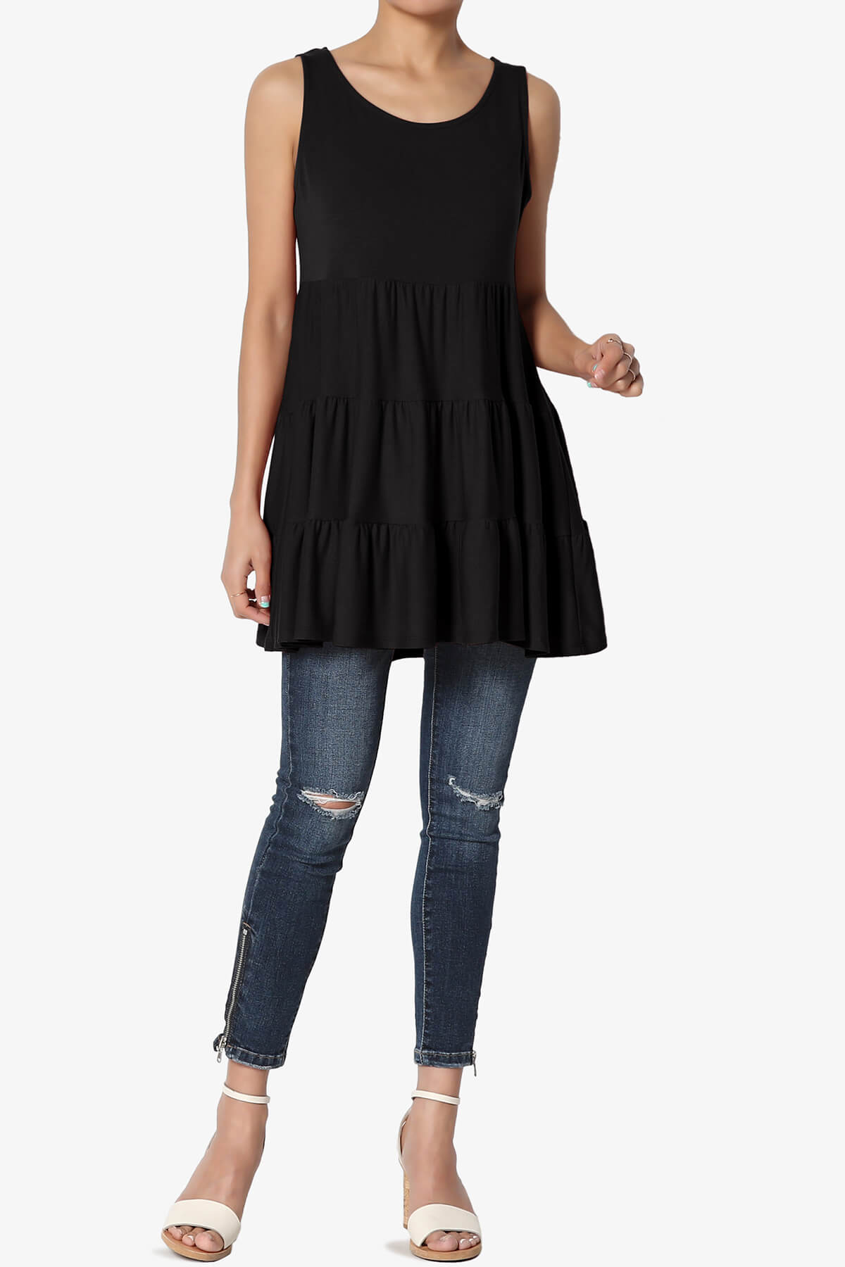 Maiika Sleeveless Tiered Ruffle Top BLACK_6