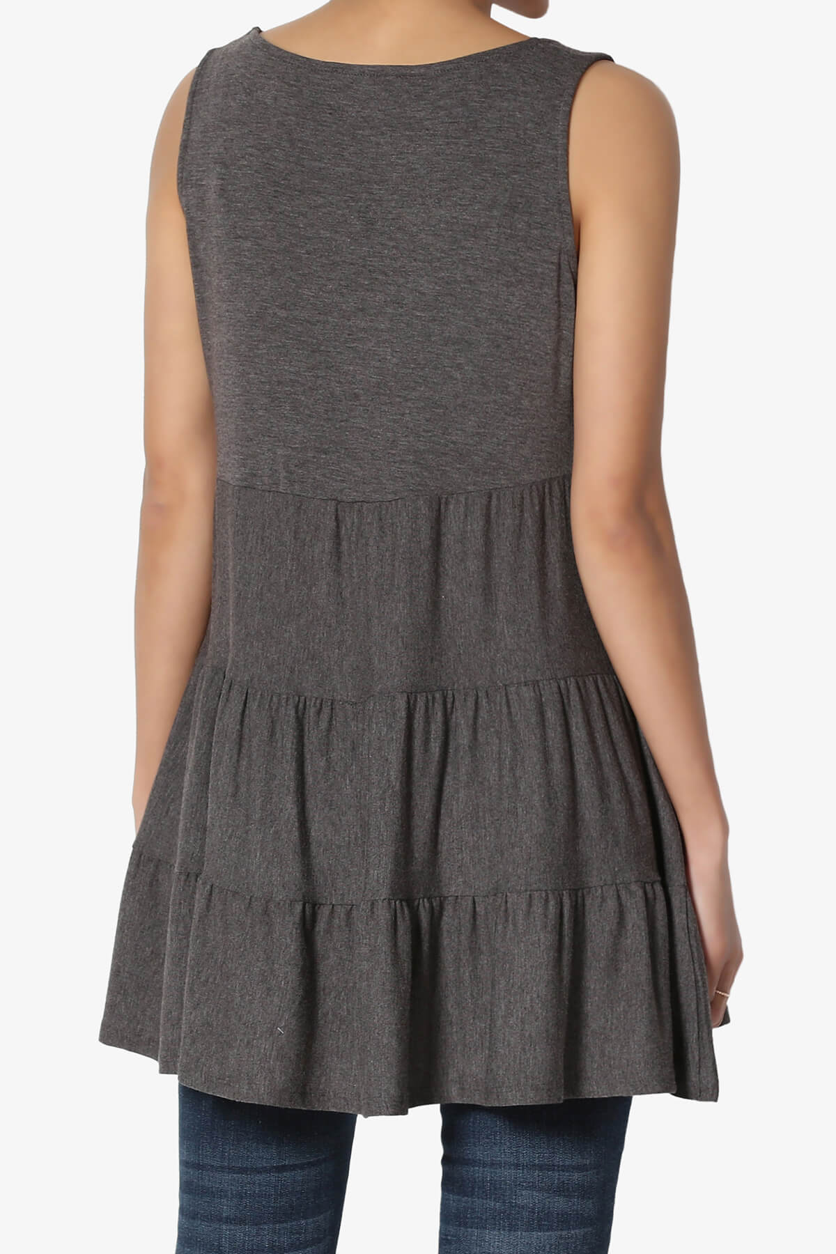 Maiika Sleeveless Tiered Ruffle Top CHARCOAL_2