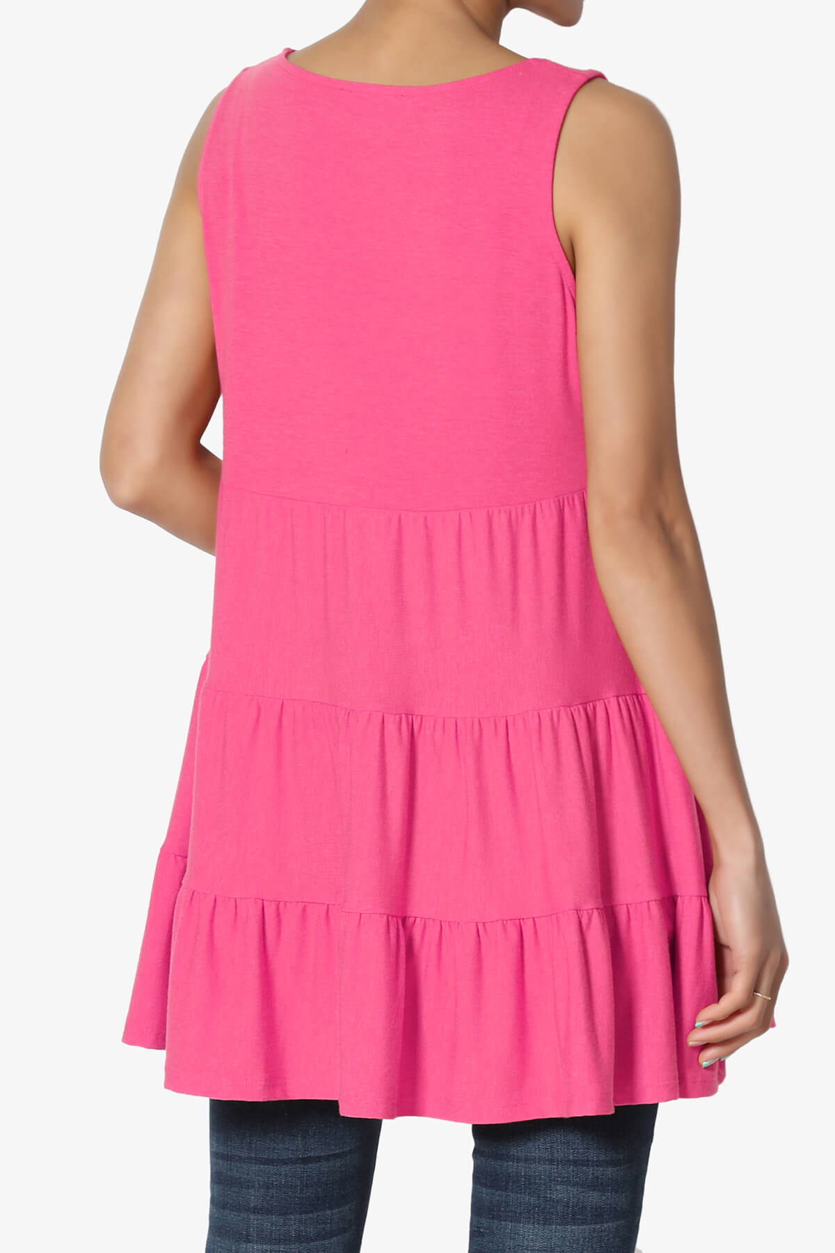 Maiika Sleeveless Tiered Ruffle Top FUCHSIA_2