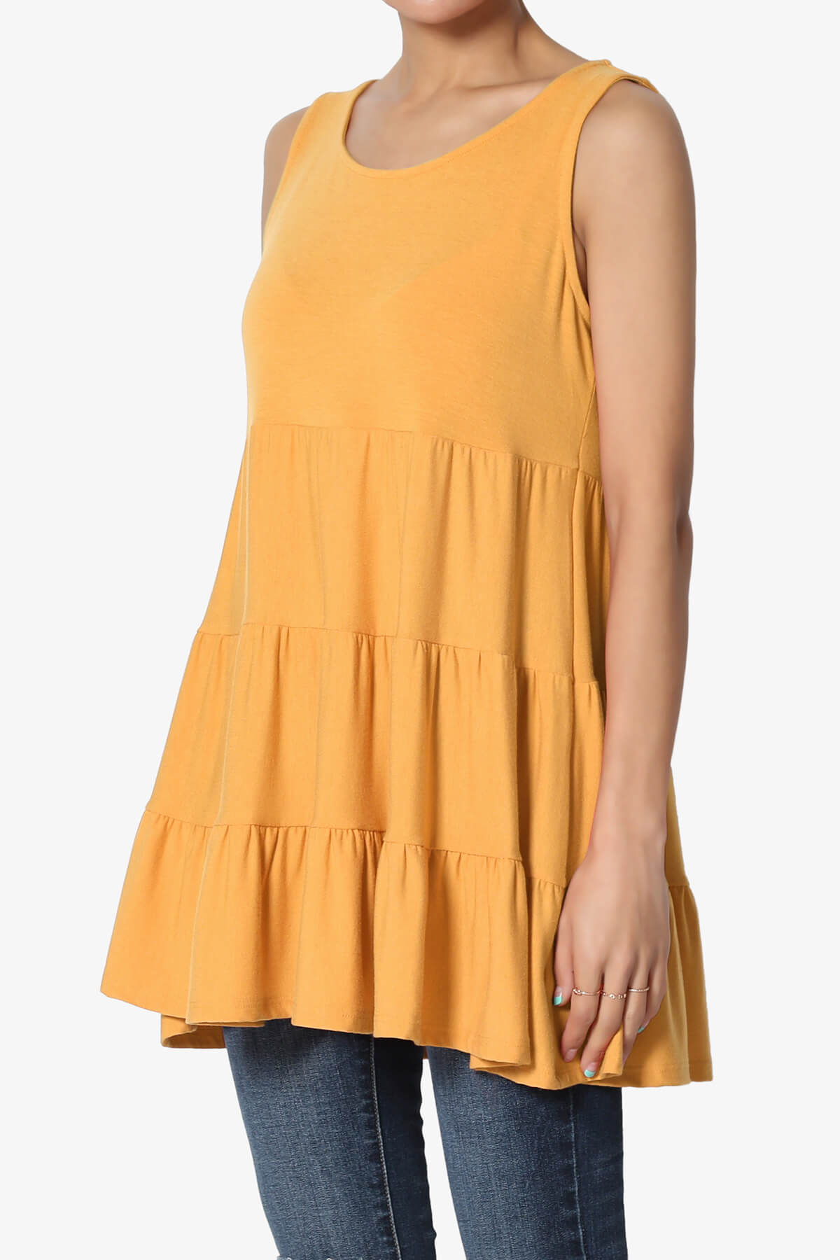 Maiika Sleeveless Tiered Ruffle Top GOLDEN MUSTARD_3