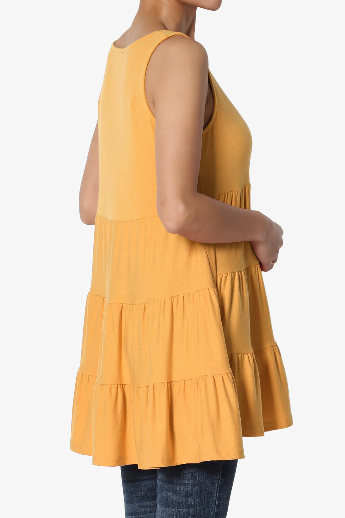 Maiika Sleeveless Tiered Ruffle Top GOLDEN MUSTARD_4