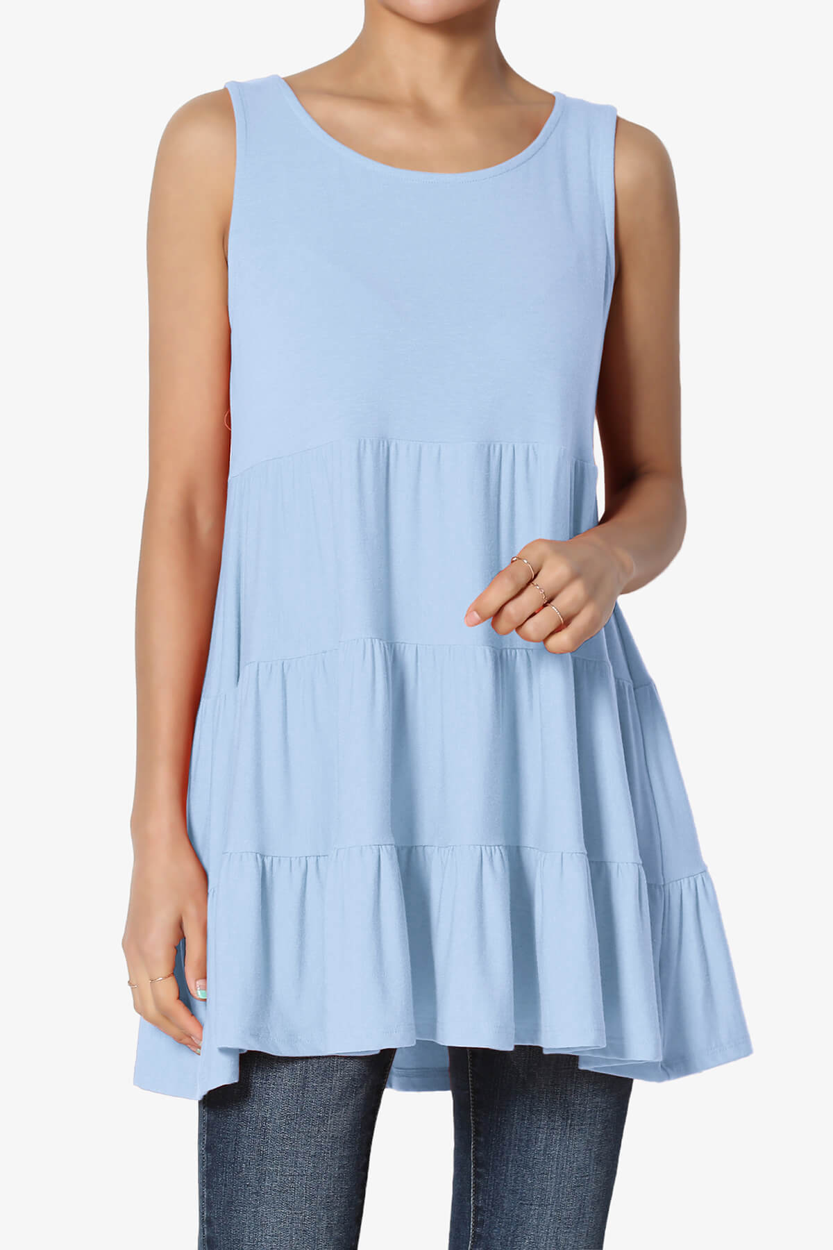 Maiika Sleeveless Tiered Ruffle Top LIGHT BLUE_1