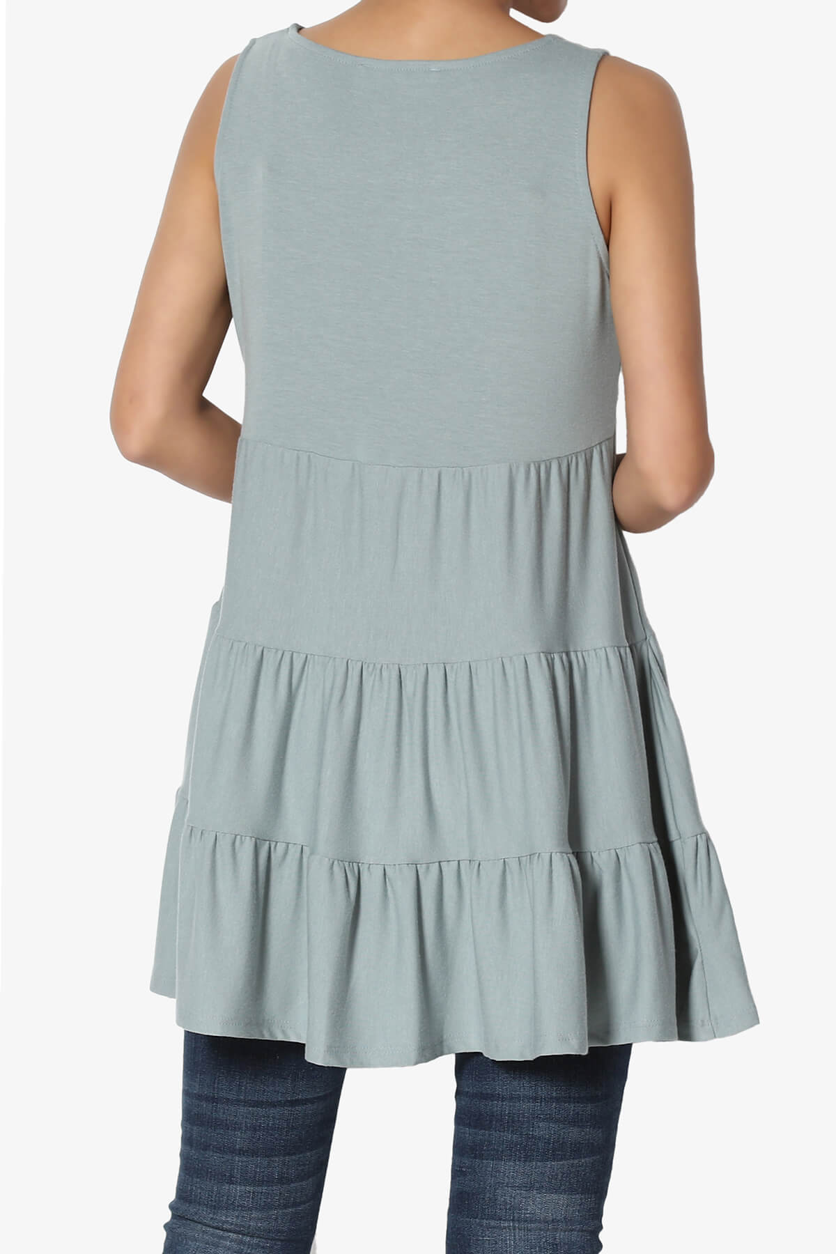 Maiika Sleeveless Tiered Ruffle Top LIGHT GREEN_2