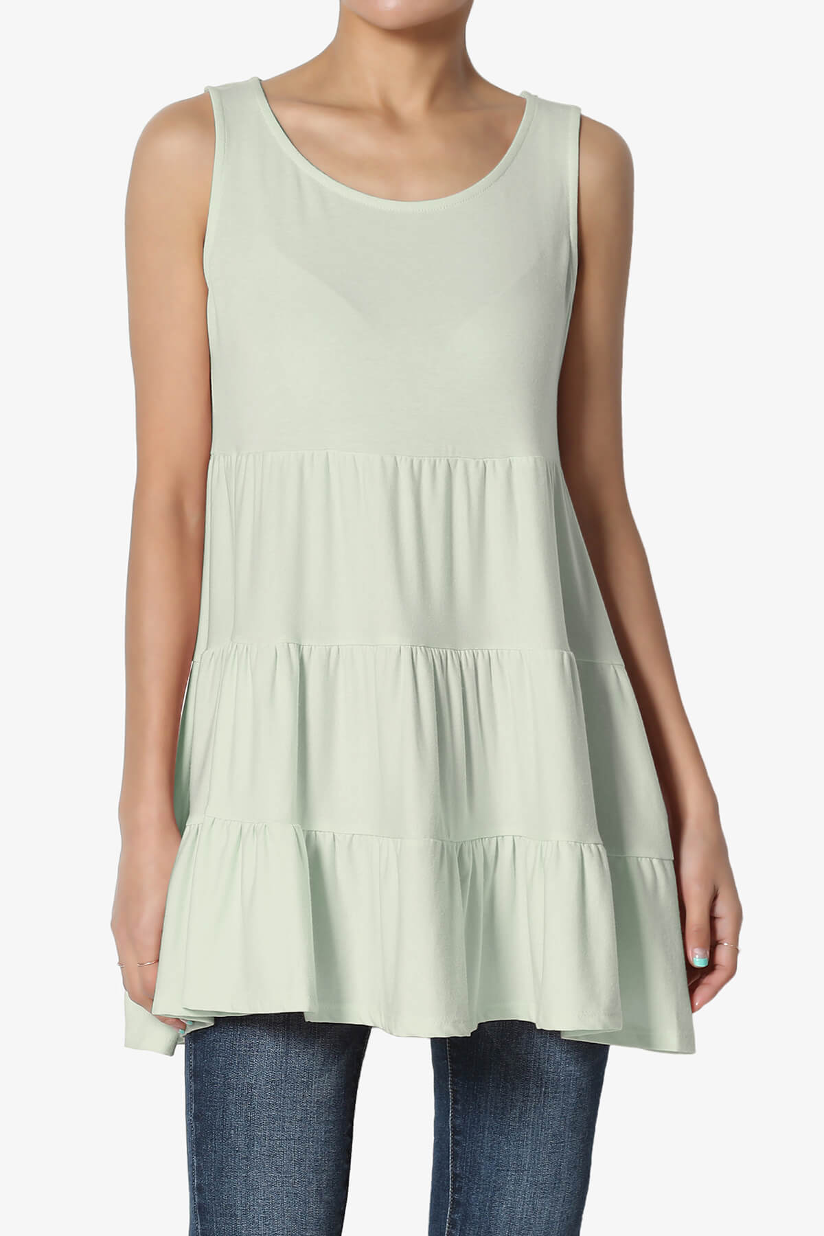 Maiika Sleeveless Tiered Ruffle Top LIGHT SAGE_1