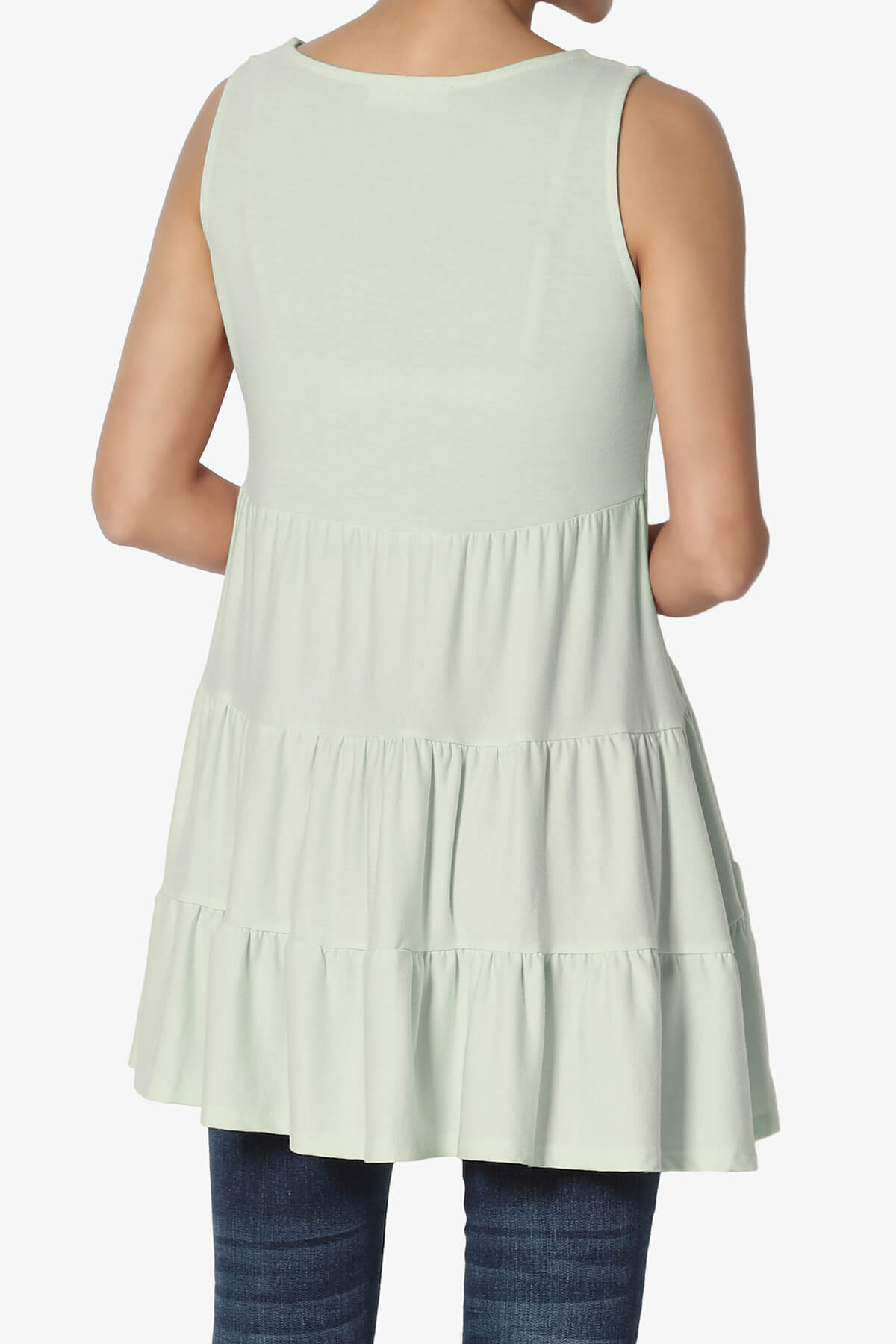 Maiika Sleeveless Tiered Ruffle Top LIGHT SAGE_2
