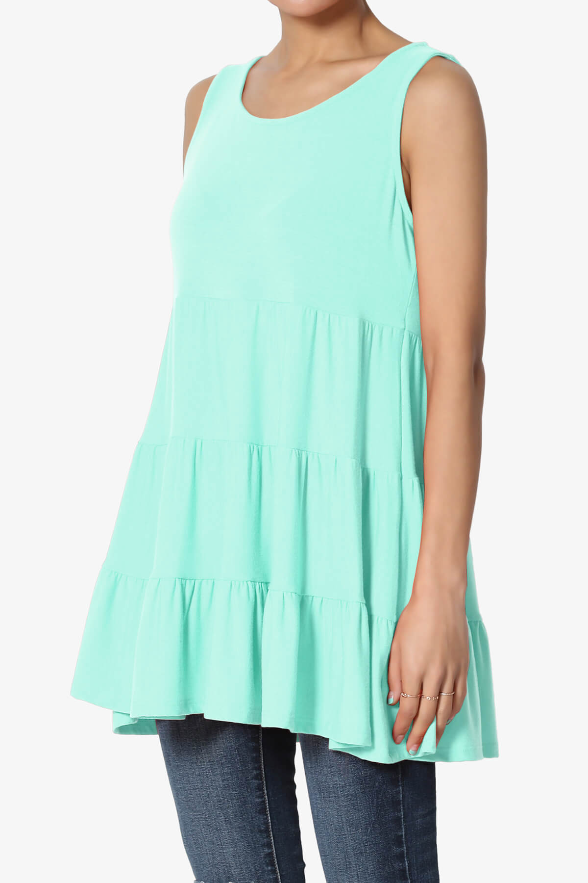 Maiika Sleeveless Tiered Ruffle Top MINT_3
