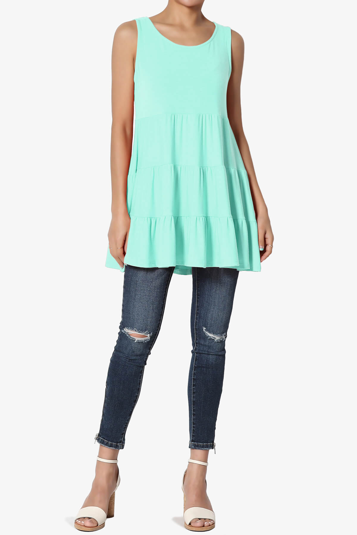 Maiika Sleeveless Tiered Ruffle Top MINT_6