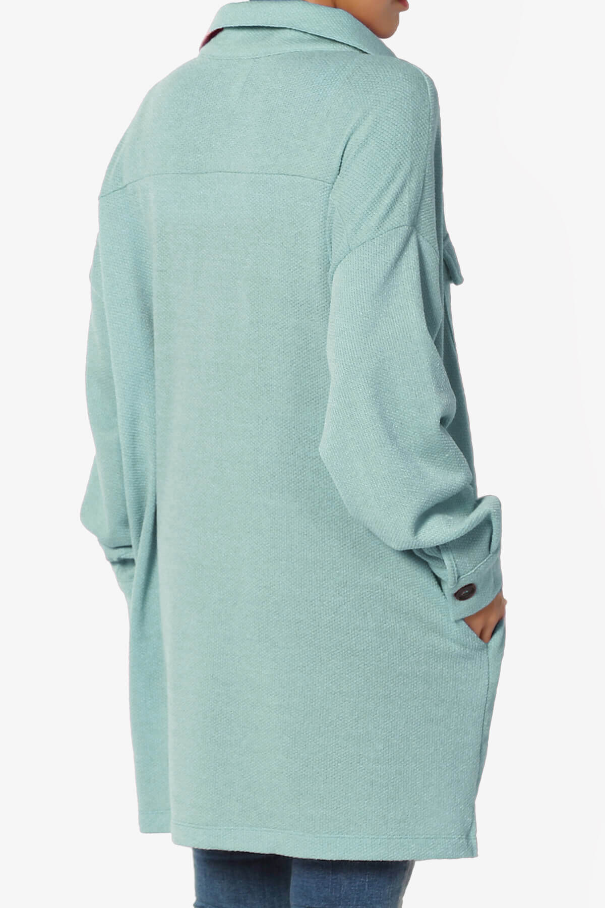 Matryx Jacquard Oversized Shirts Shacket DUSTY BLUE_4