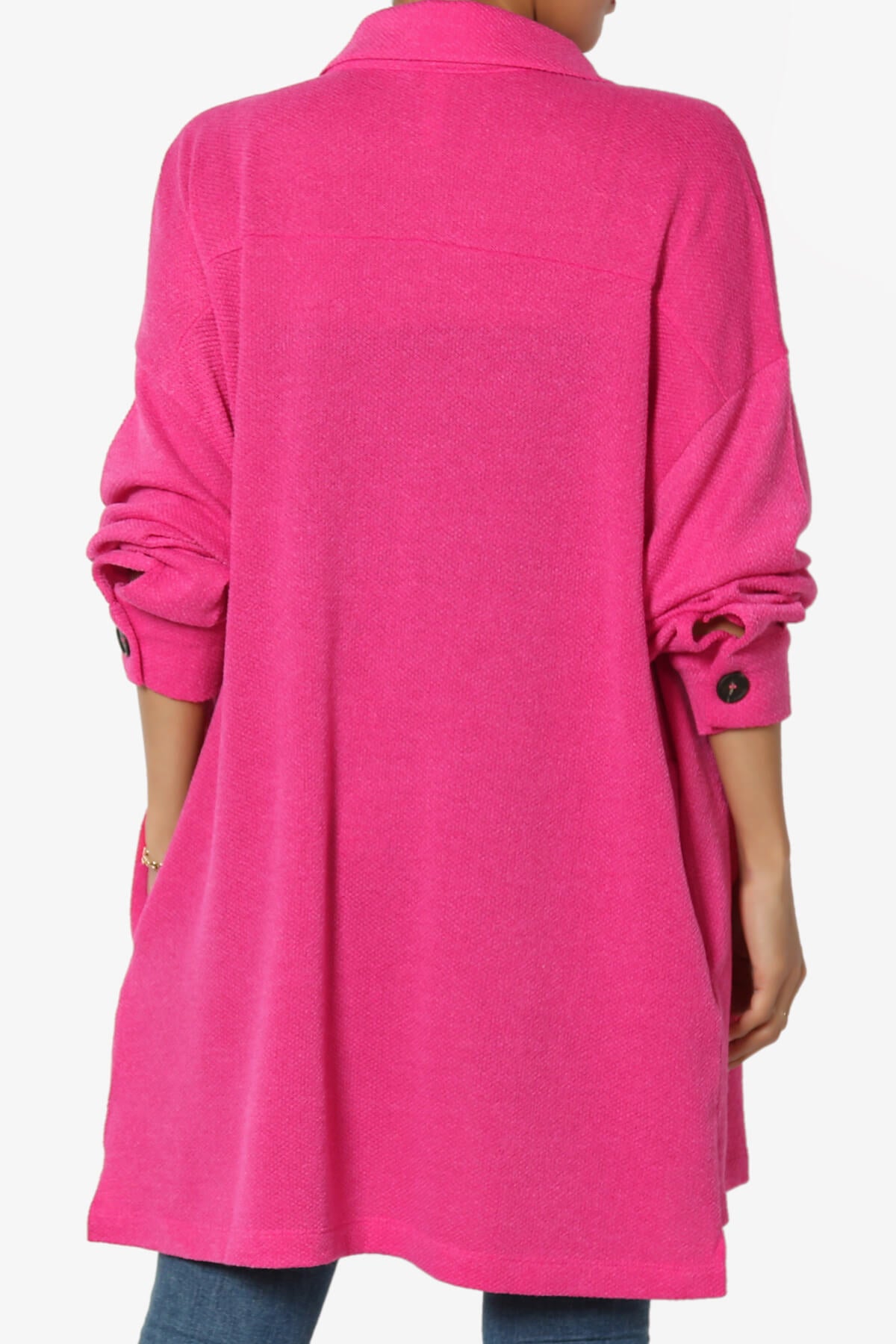 Matryx Jacquard Oversized Shirts Shacket HOT PINK_2