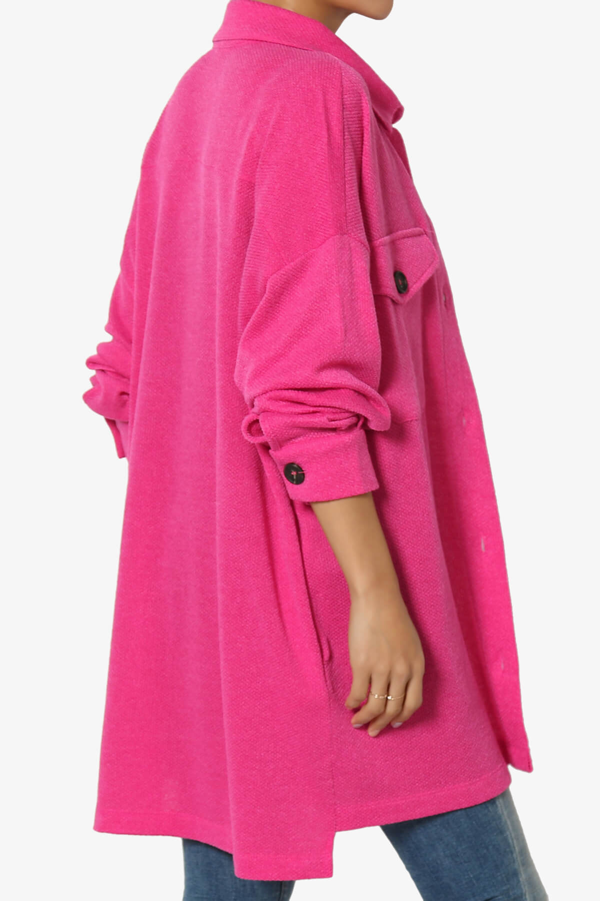 Matryx Jacquard Oversized Shirts Shacket HOT PINK_4
