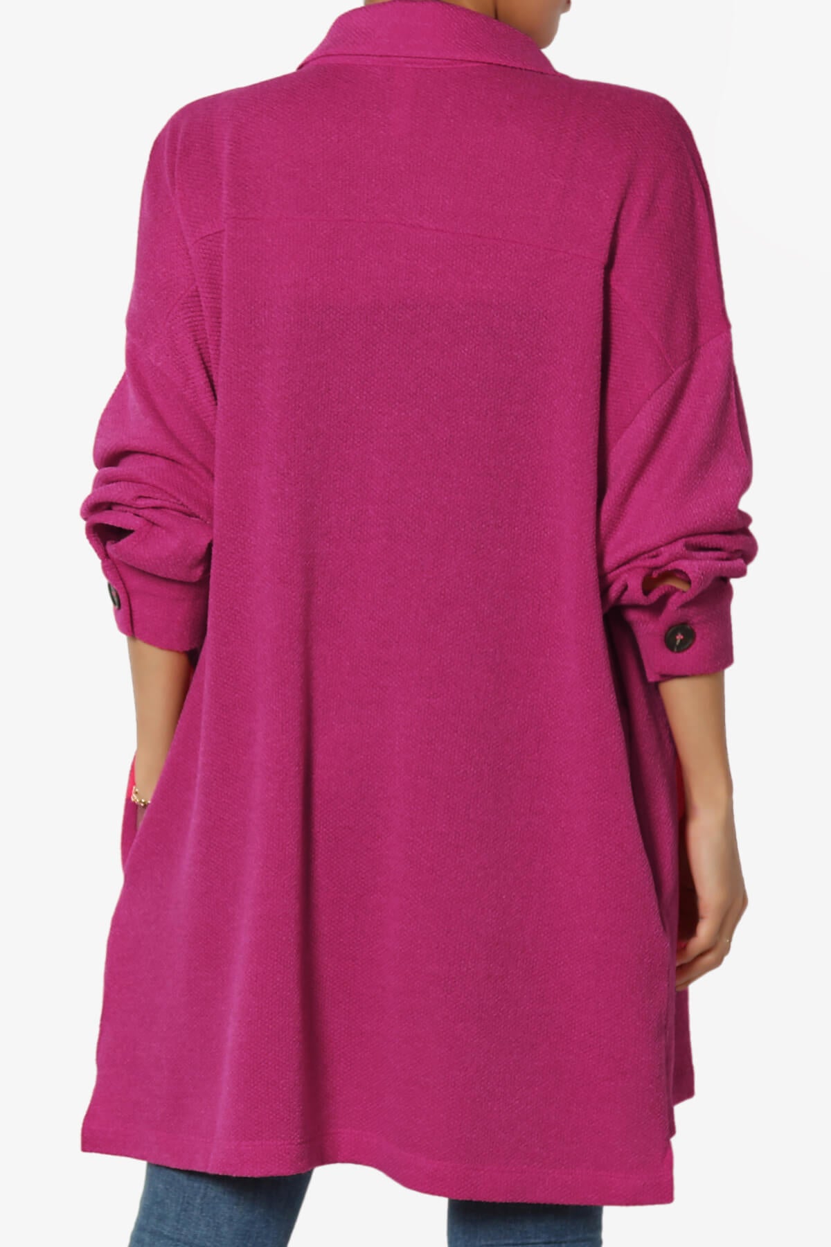 Matryx Jacquard Oversized Shirts Shacket MAGENTA_2