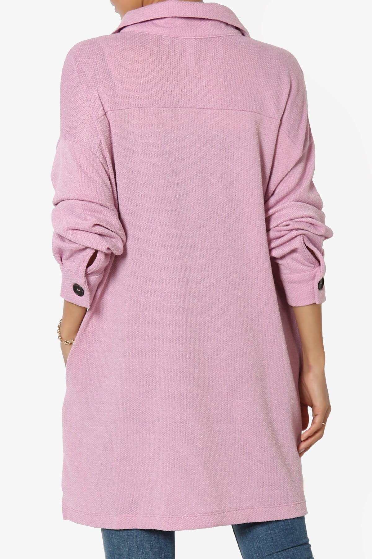 Matryx Jacquard Oversized Shirts Shacket MAUVE_2