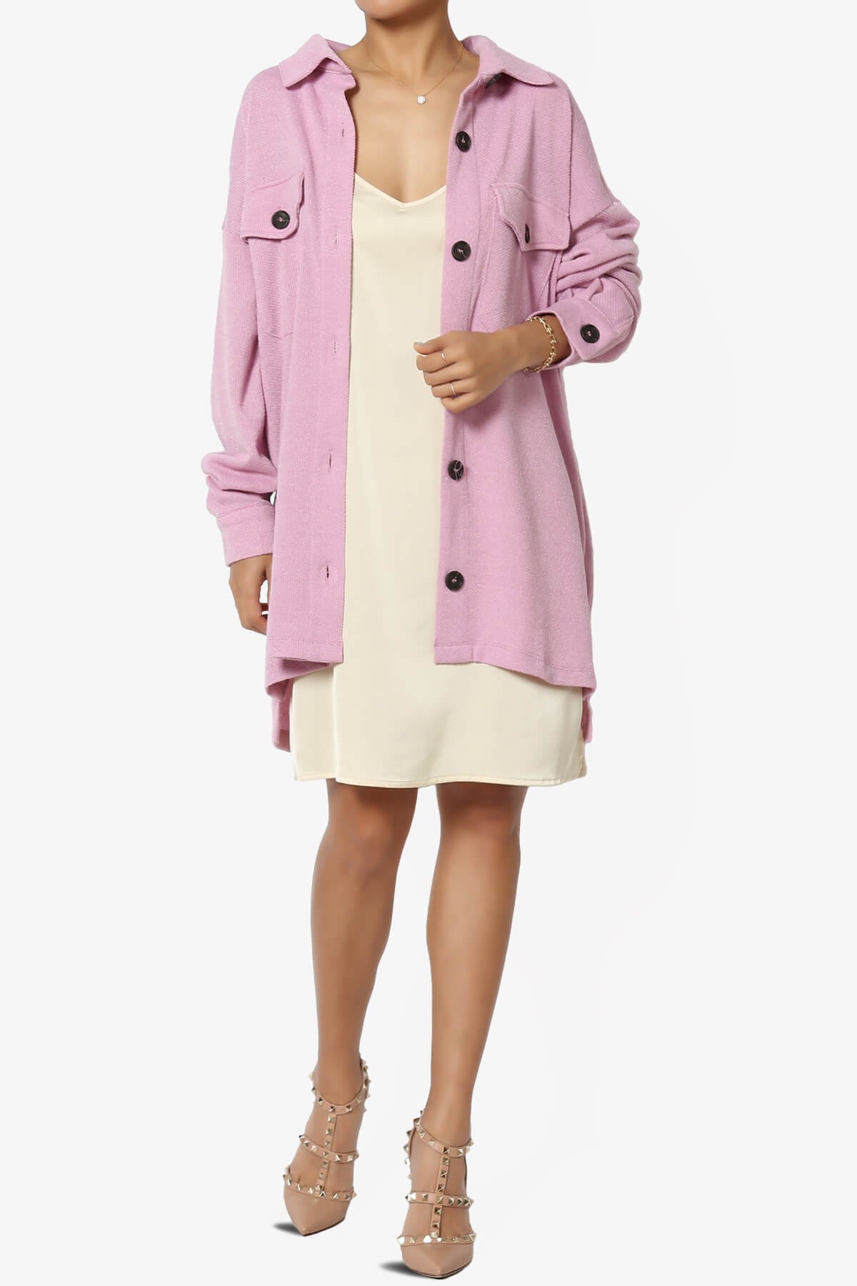 Matryx Jacquard Oversized Shirts Shacket MAUVE_6