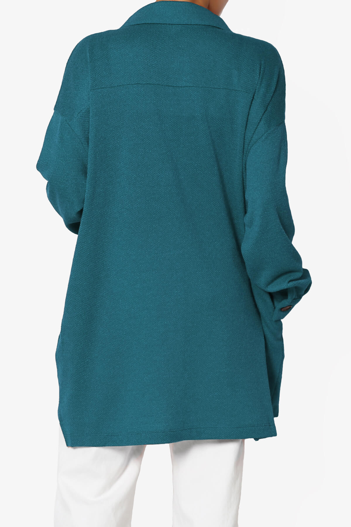 Matryx Jacquard Oversized Shirts Shacket TEAL_2