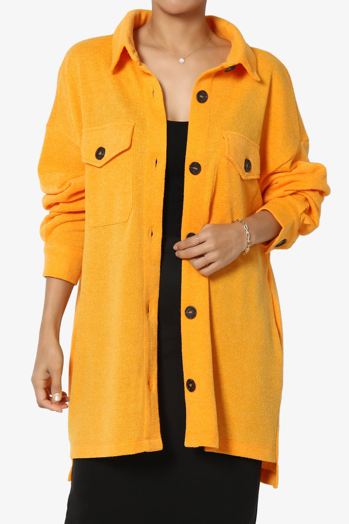Matryx Jacquard Oversized Shirts Shacket YELLOW GOLD_1