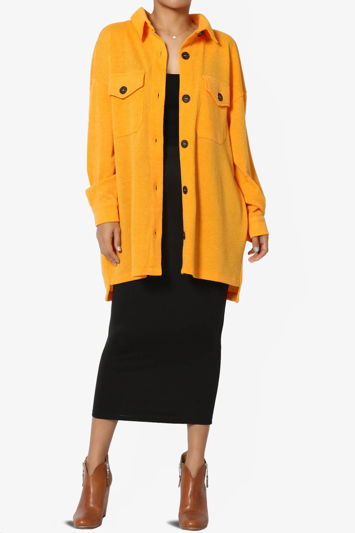 Matryx Jacquard Oversized Shirts Shacket YELLOW GOLD_6