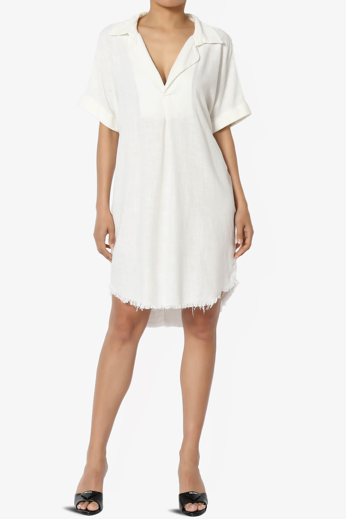 Mayven Linen Oversized Shirt Dress IVORY_6